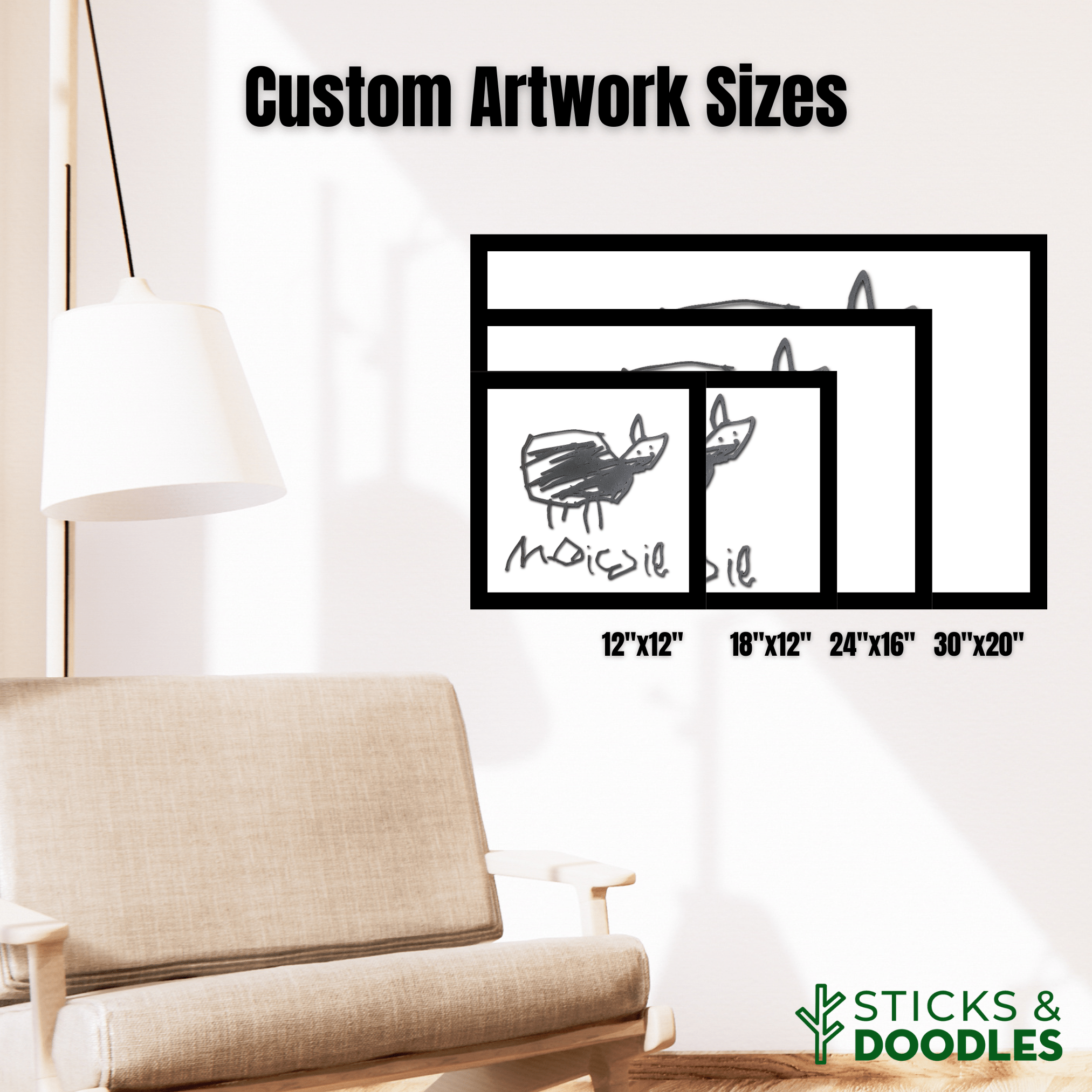 Custom Kid's Drawing | 3D Wood Artwork