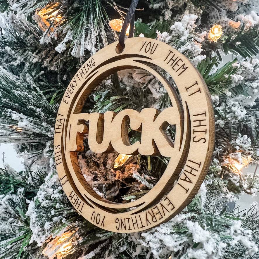 Descriptive F*** | Engraved Wood Ornament