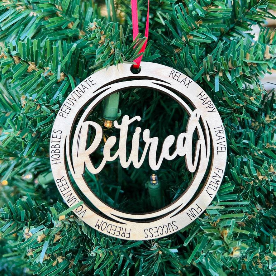 Descriptive Retired | Engraved Wood Ornament