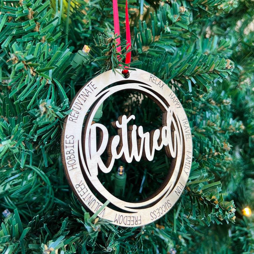 Descriptive Retired | Engraved Wood Ornament