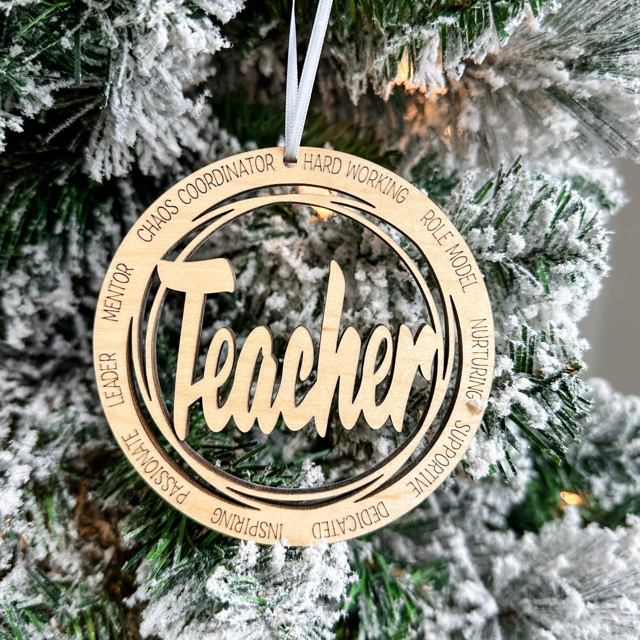 Descriptive Workplace & Careers | Engraved Wood Ornament