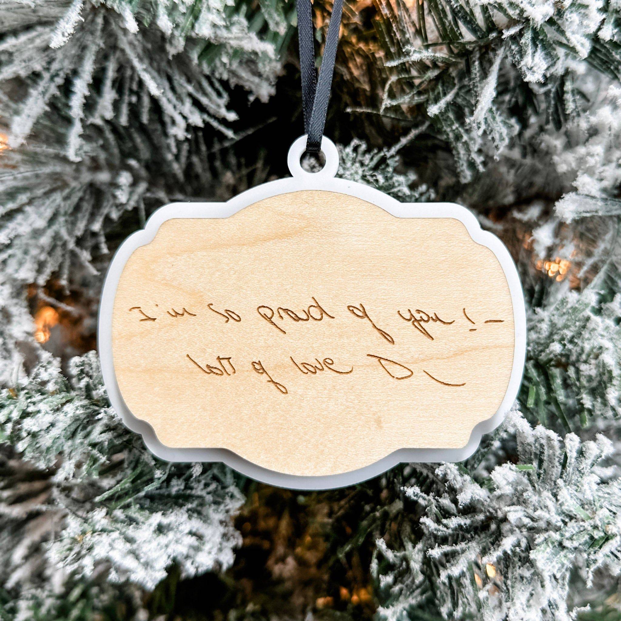 Engraved Writing Sample Ornament