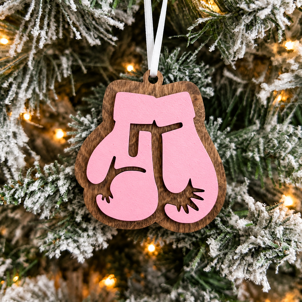 Pink Breast Cancer Boxing Gloves Ornament