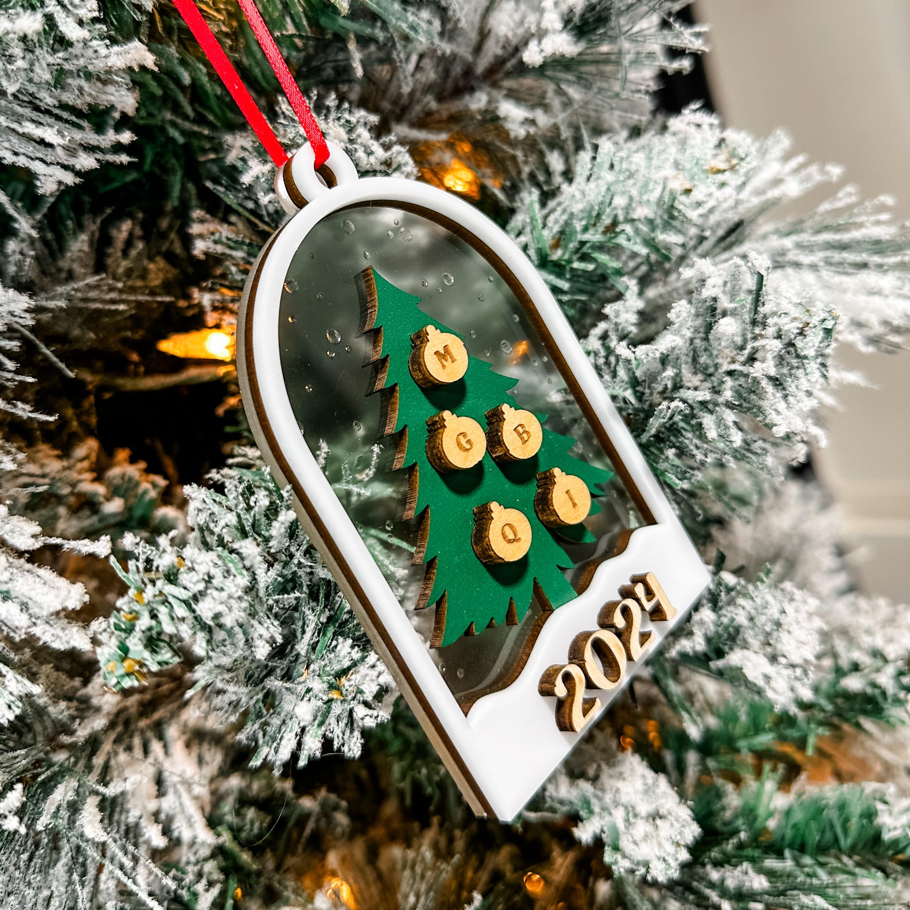 Personalized Family Christmas Tree • 3D Wood & Acrylic Ornament • For Christmas
