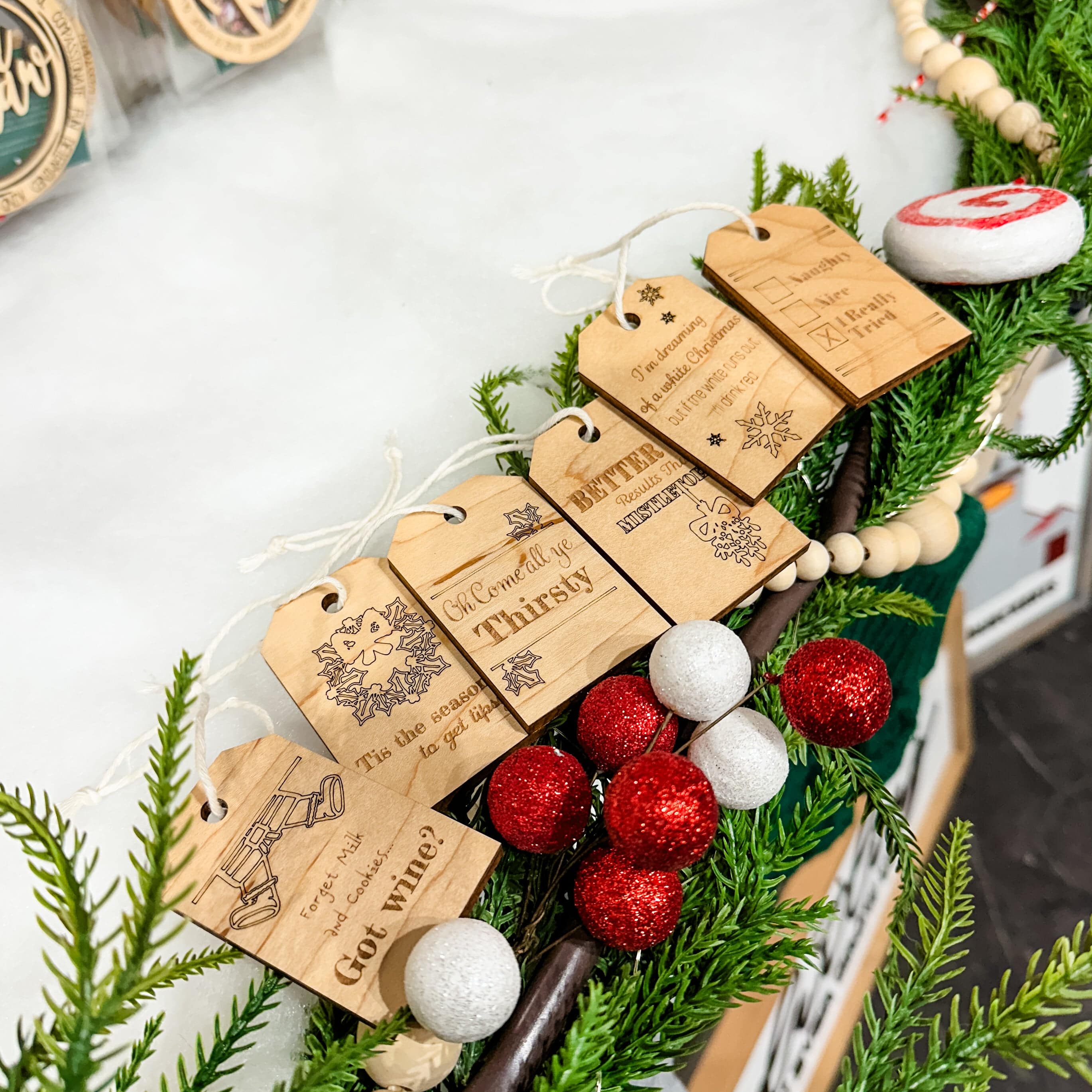 Festive Christmas • Engraved Wine Bottle Tags (Choose from 5!)