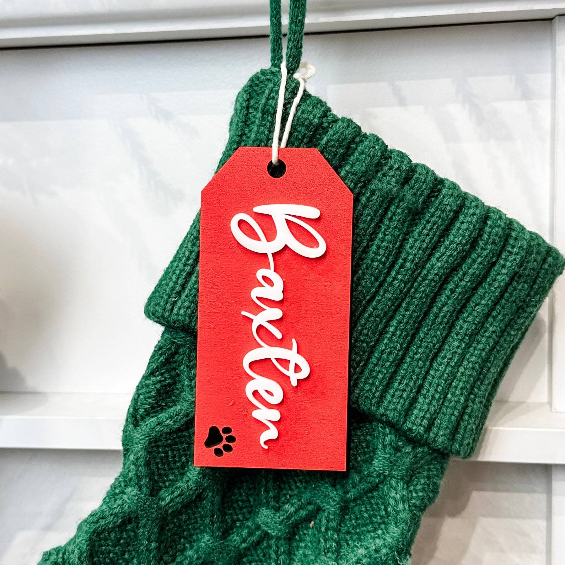 Festive Natural Christmas • 3D Wood & Acrylic Stocking Tags