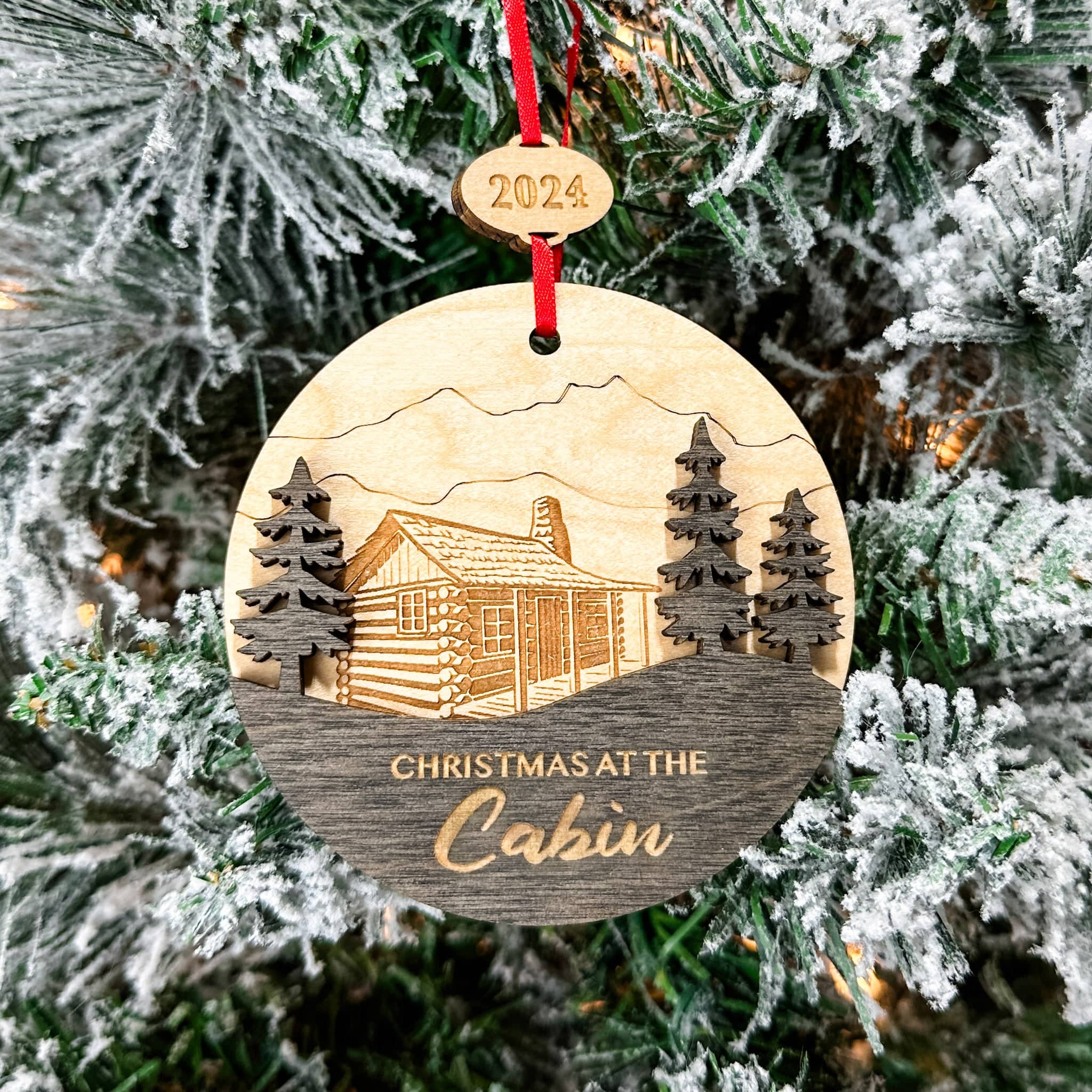 Christmas at the Cabin • 3D Wood Ornament