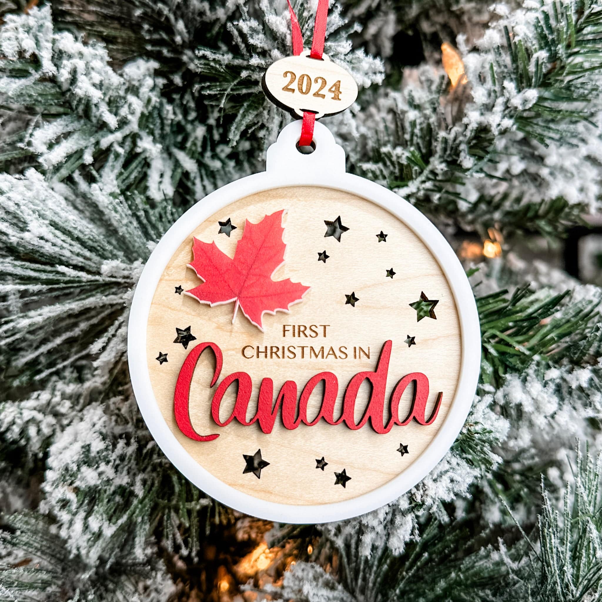 First Christmas in Canada • 3D Wood & Acrylic Ornament