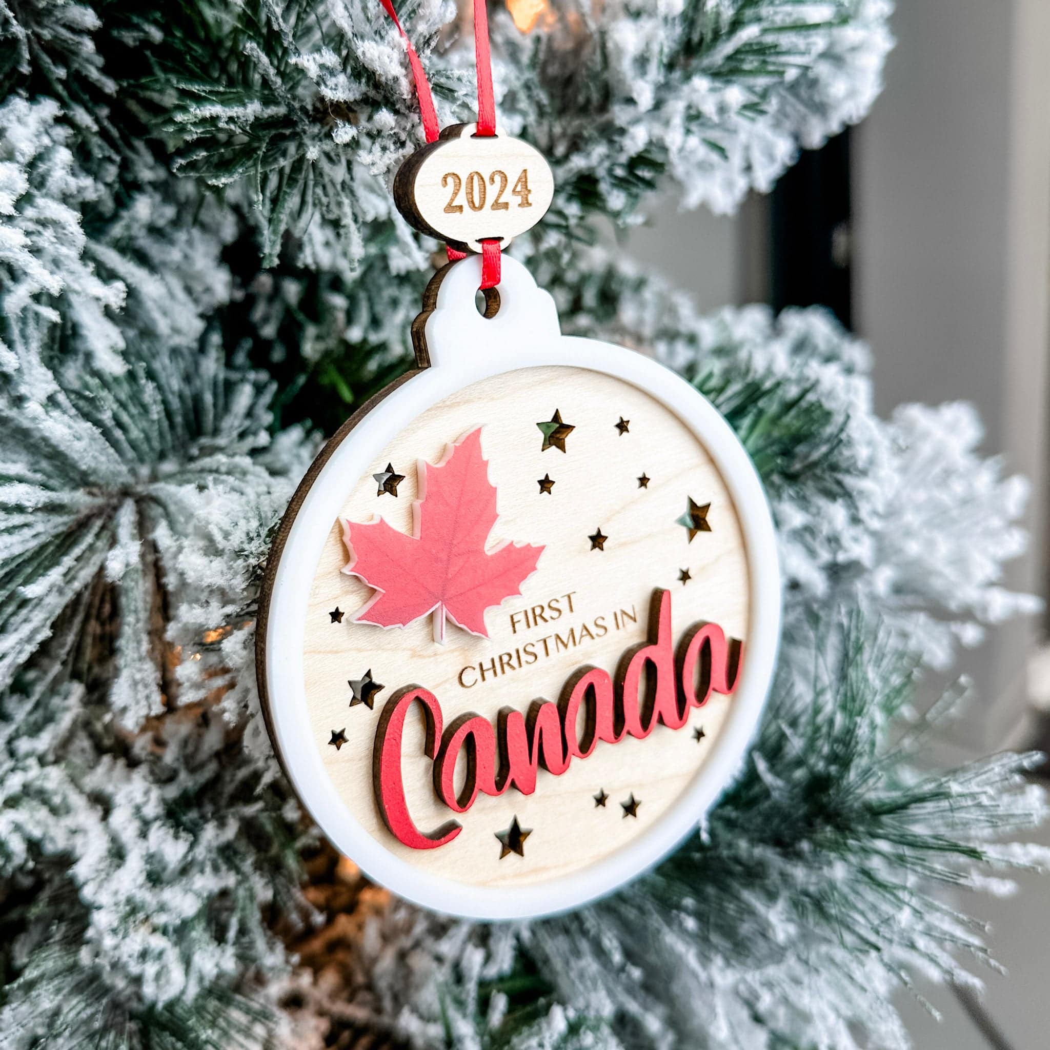 First Christmas in Canada • 3D Wood & Acrylic Ornament