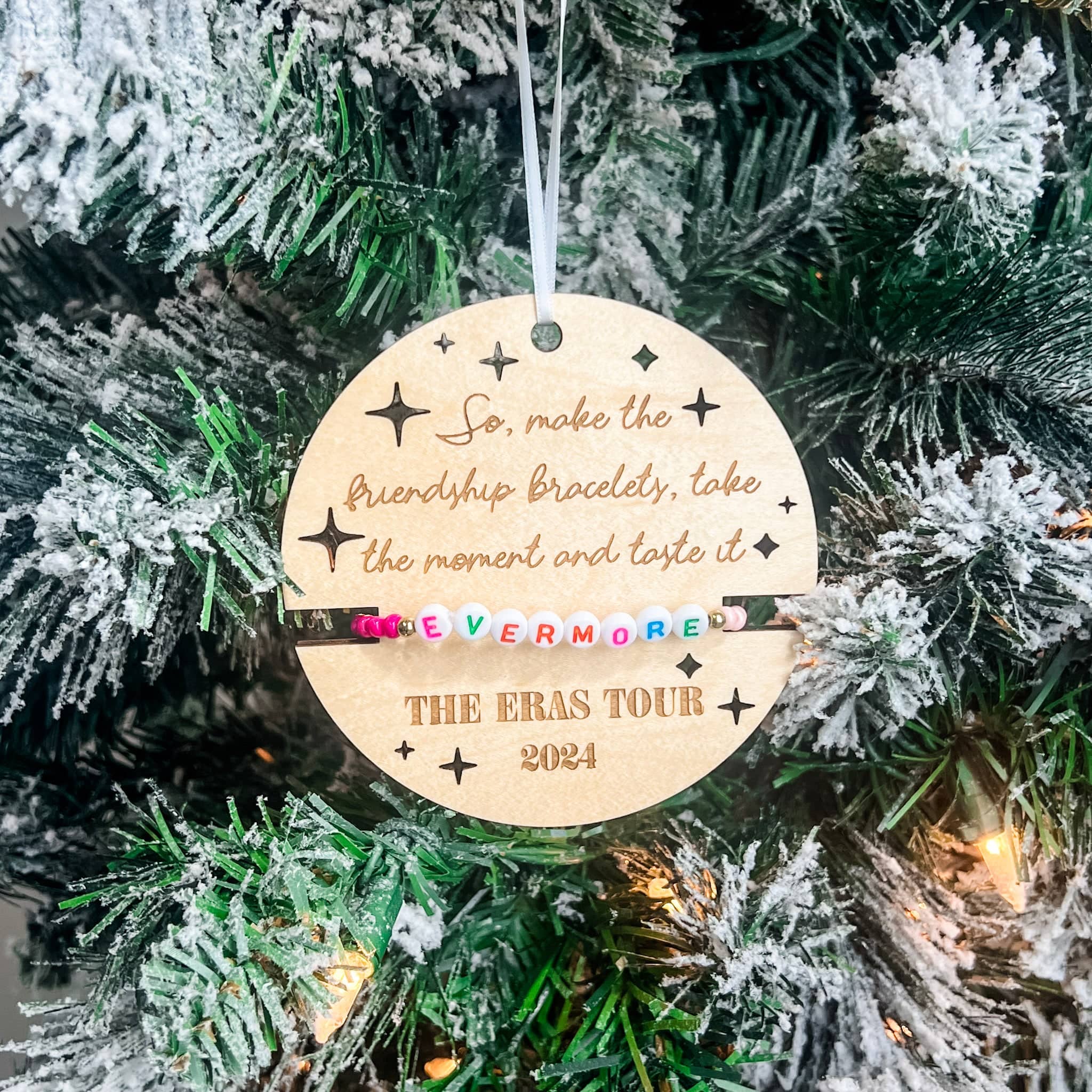 Friendship Bracelet Ornaments | Engraved Wood Ornaments