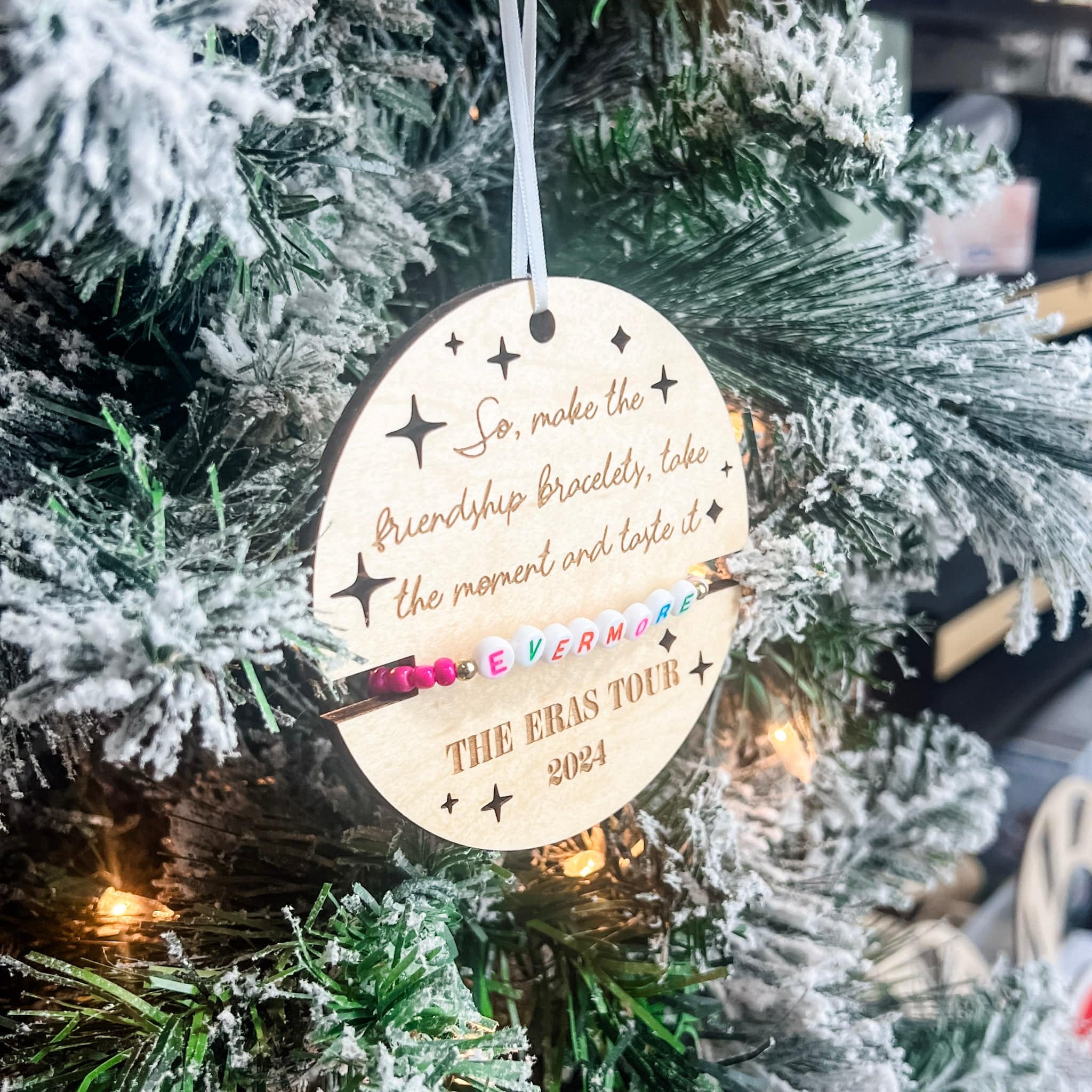 Friendship Bracelet Ornaments | Engraved Wood Ornaments