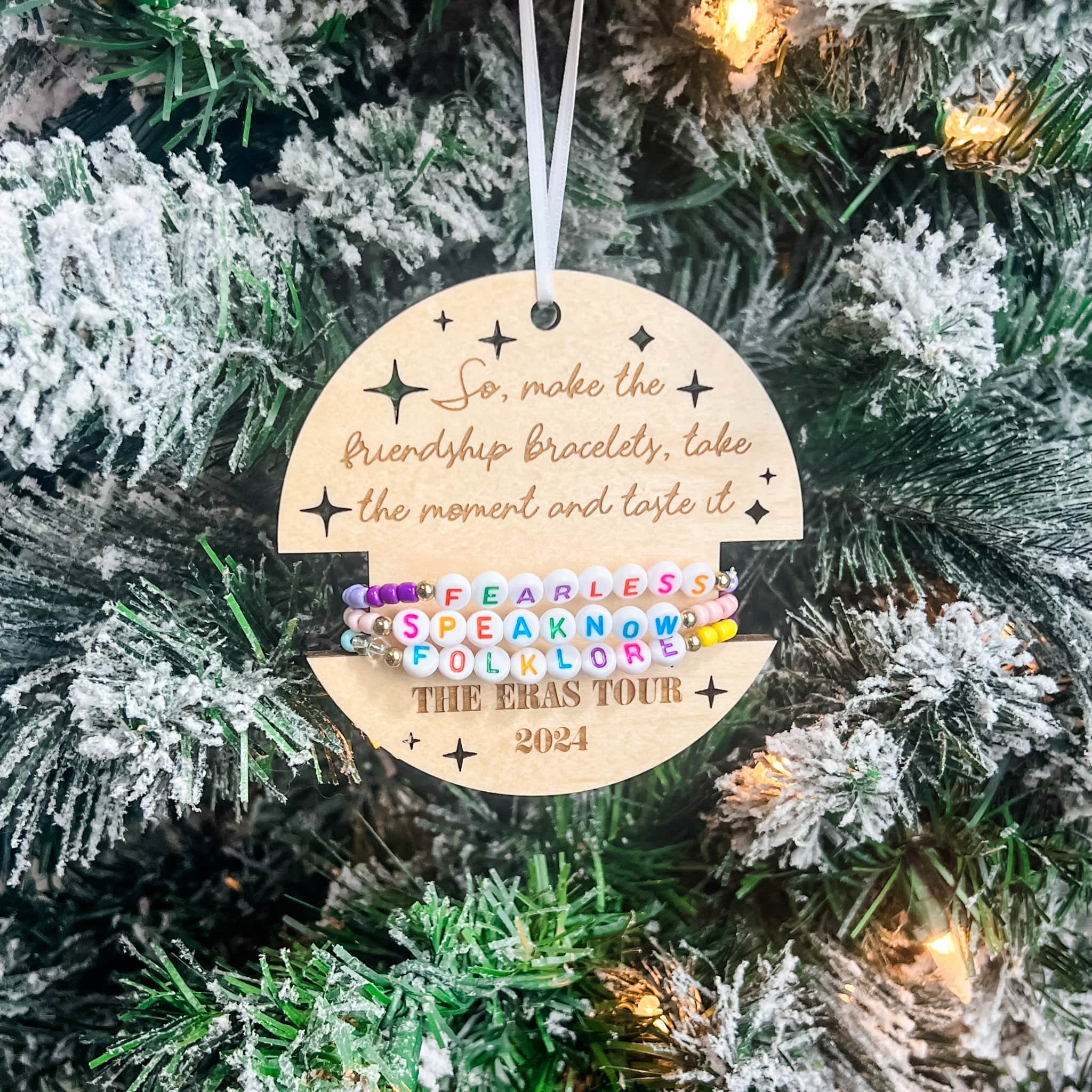 Friendship Bracelet Ornaments | Engraved Wood Ornaments