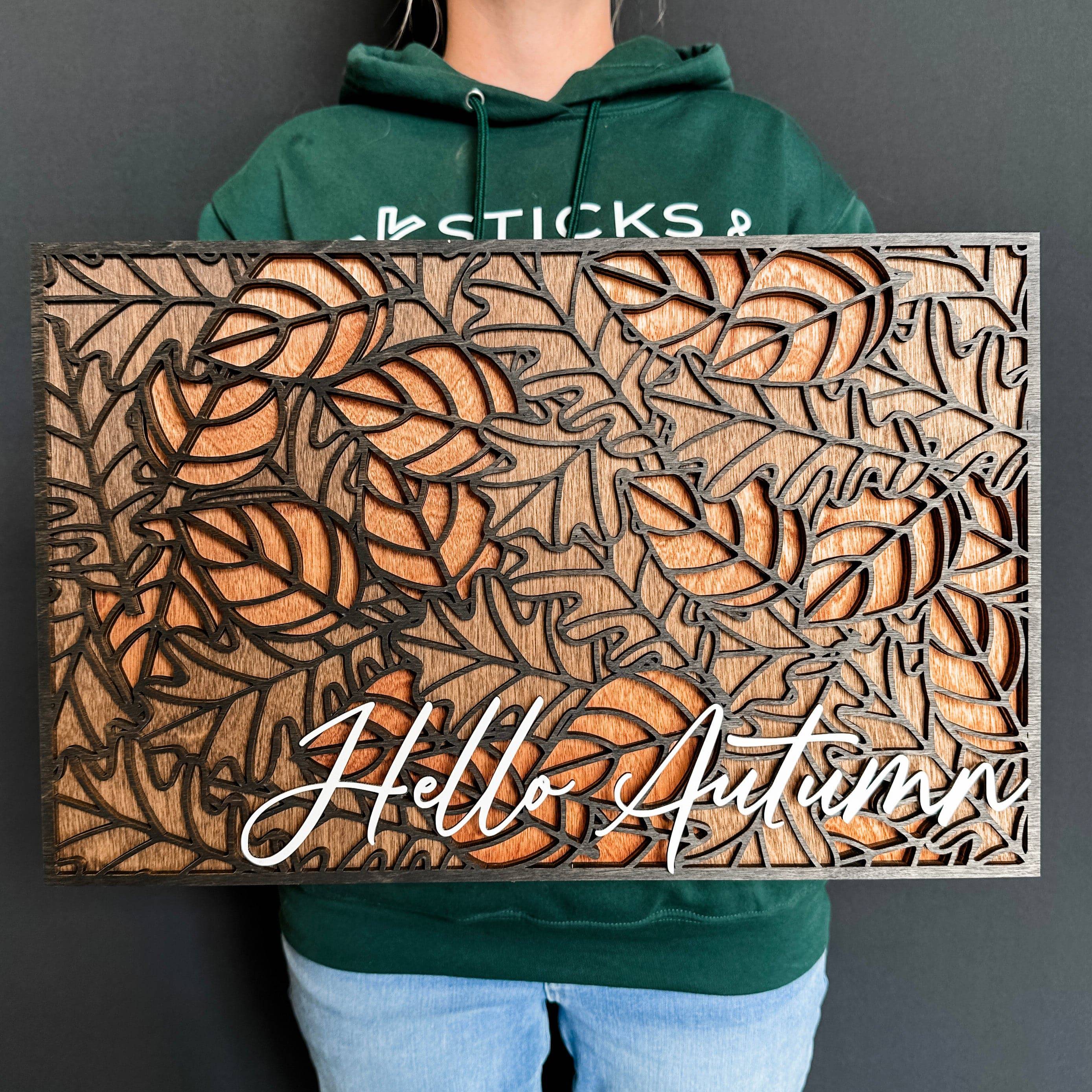 Hello Autumn • Layered Wooden Sign • For Fall & Seasonal Home Decorations