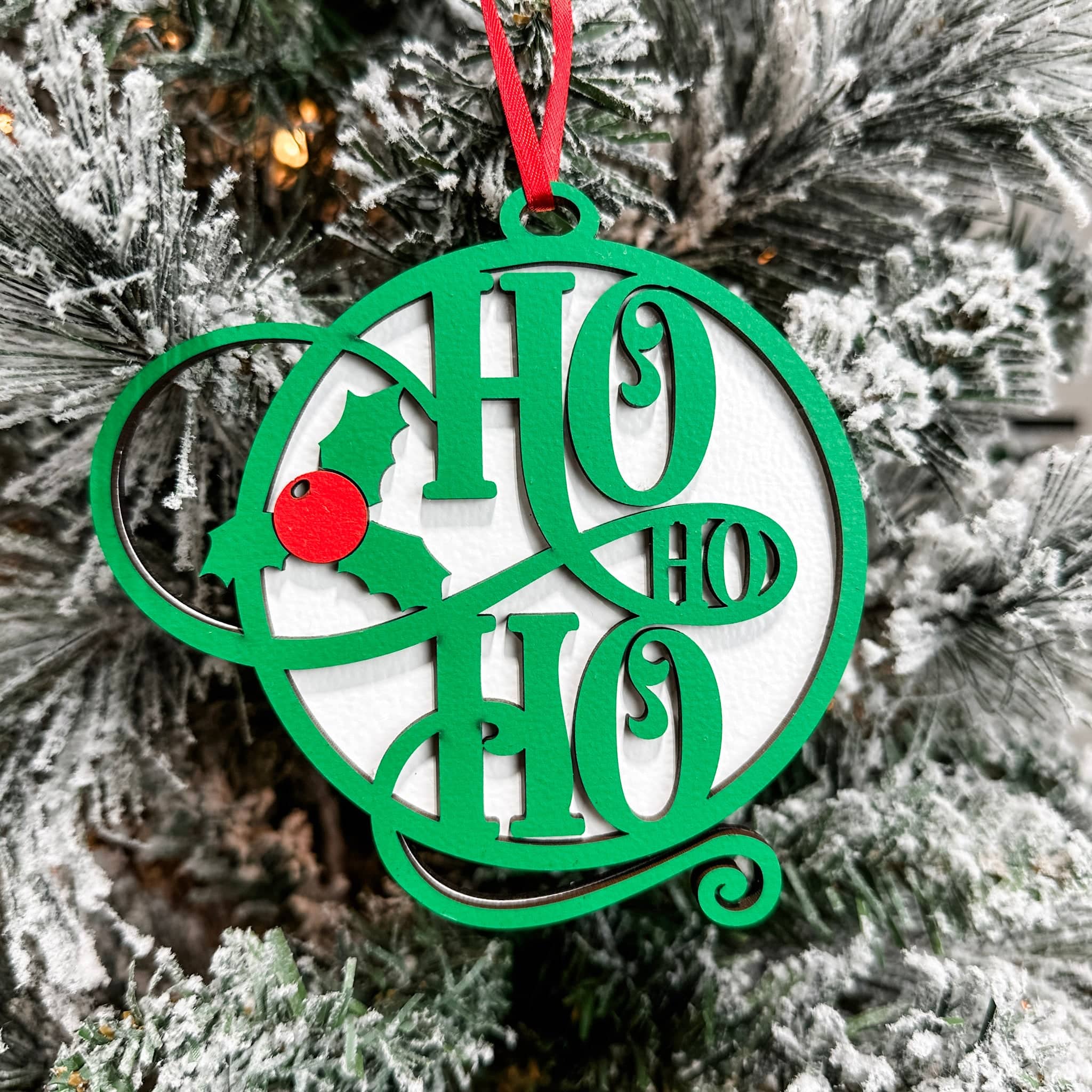 Ho Ho Ho Baubles • 3D Wood Ornaments