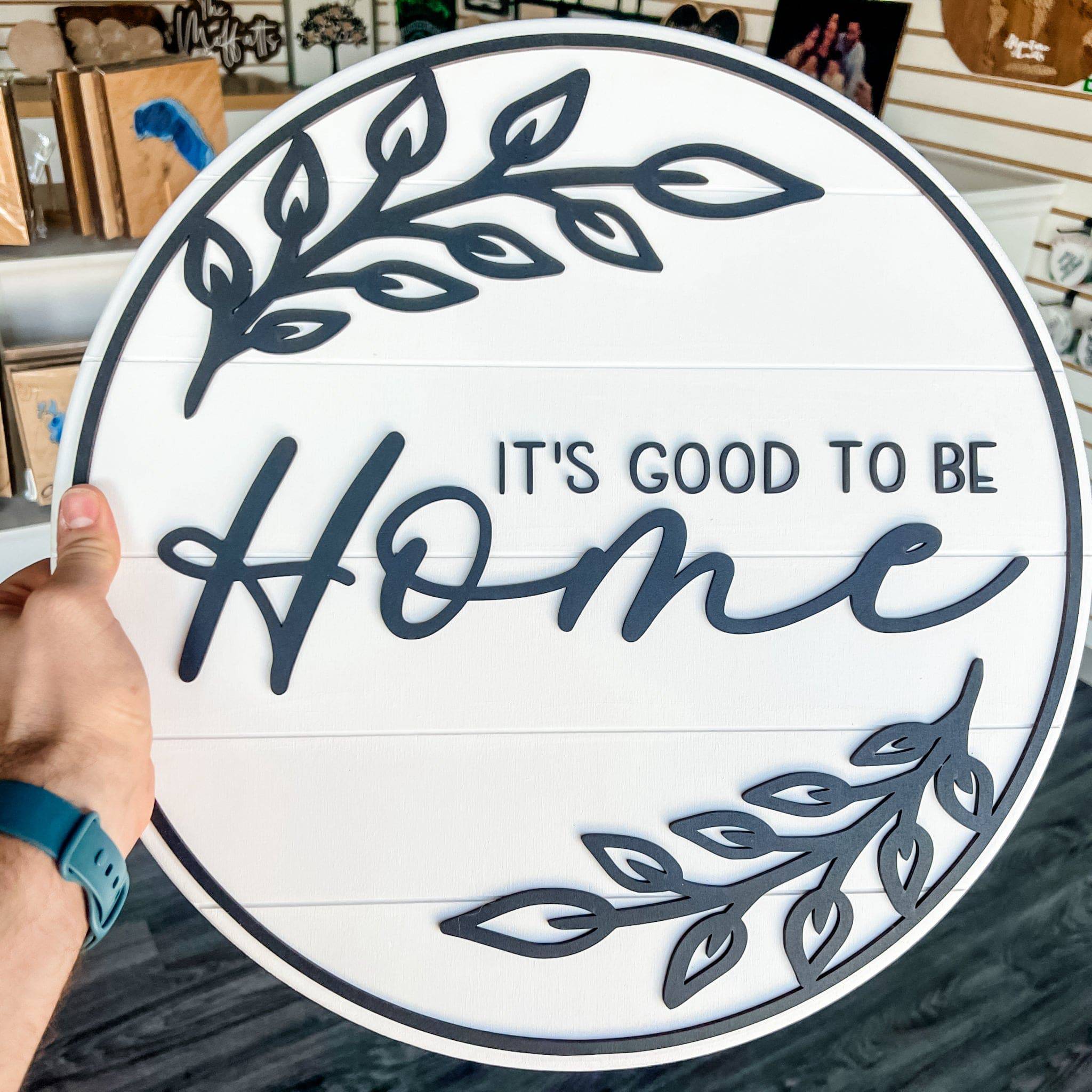 Personalized It's Good To Be Home Modern Artwork - Sticks & Doodles