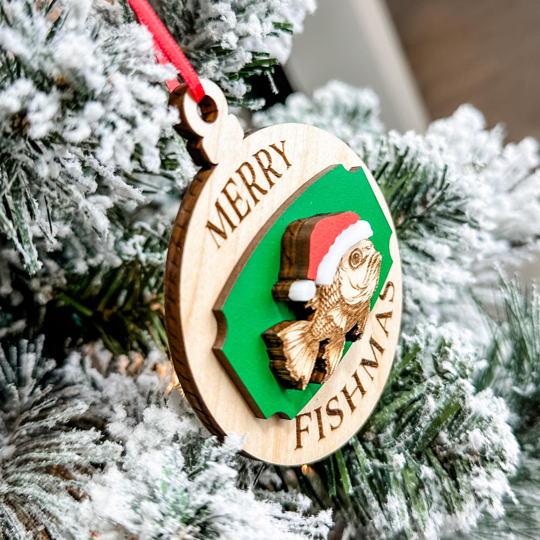 Merry Fishmas • 3D Wood Ornament
