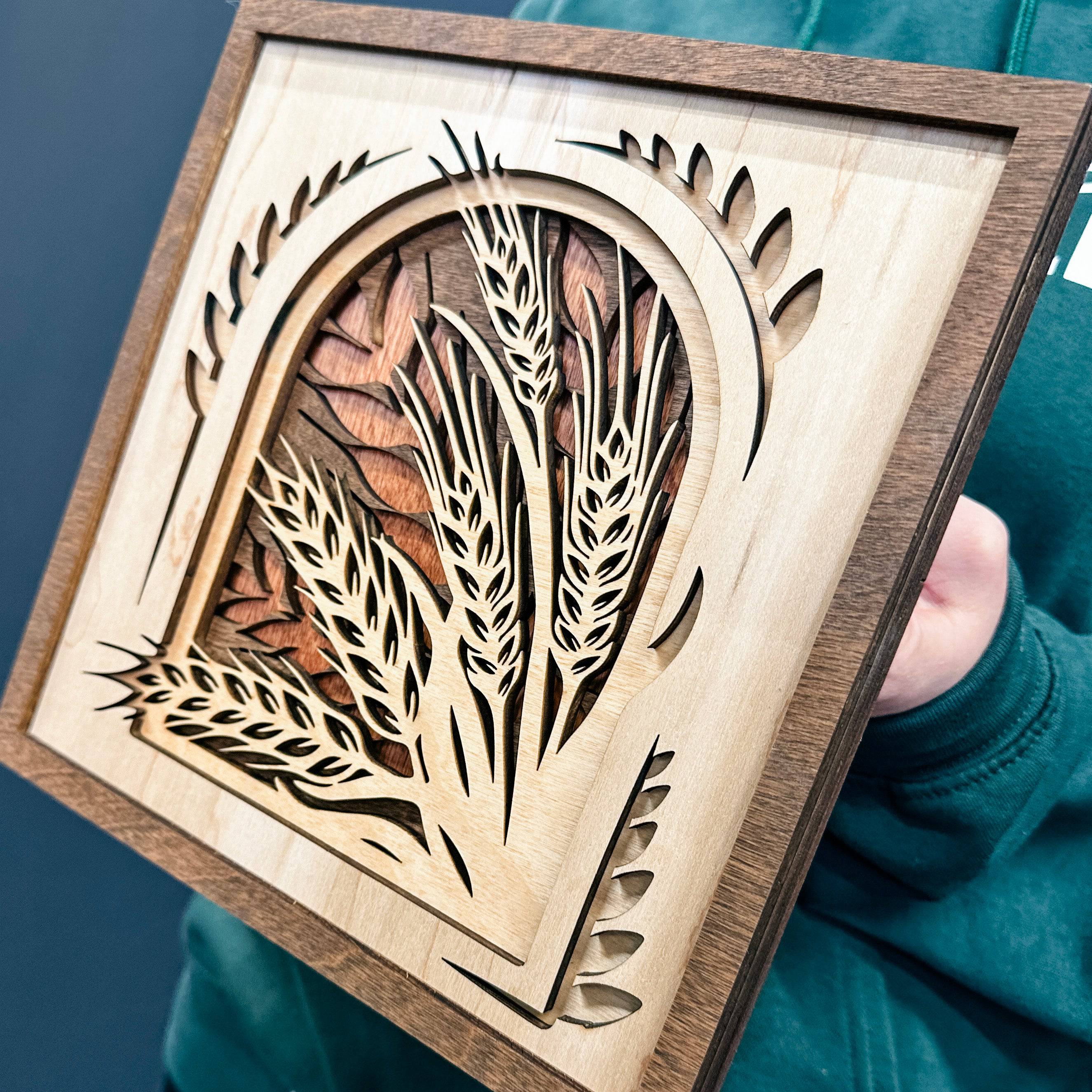 Multilayer Wheat Mosaic | 3D Wood Artwork