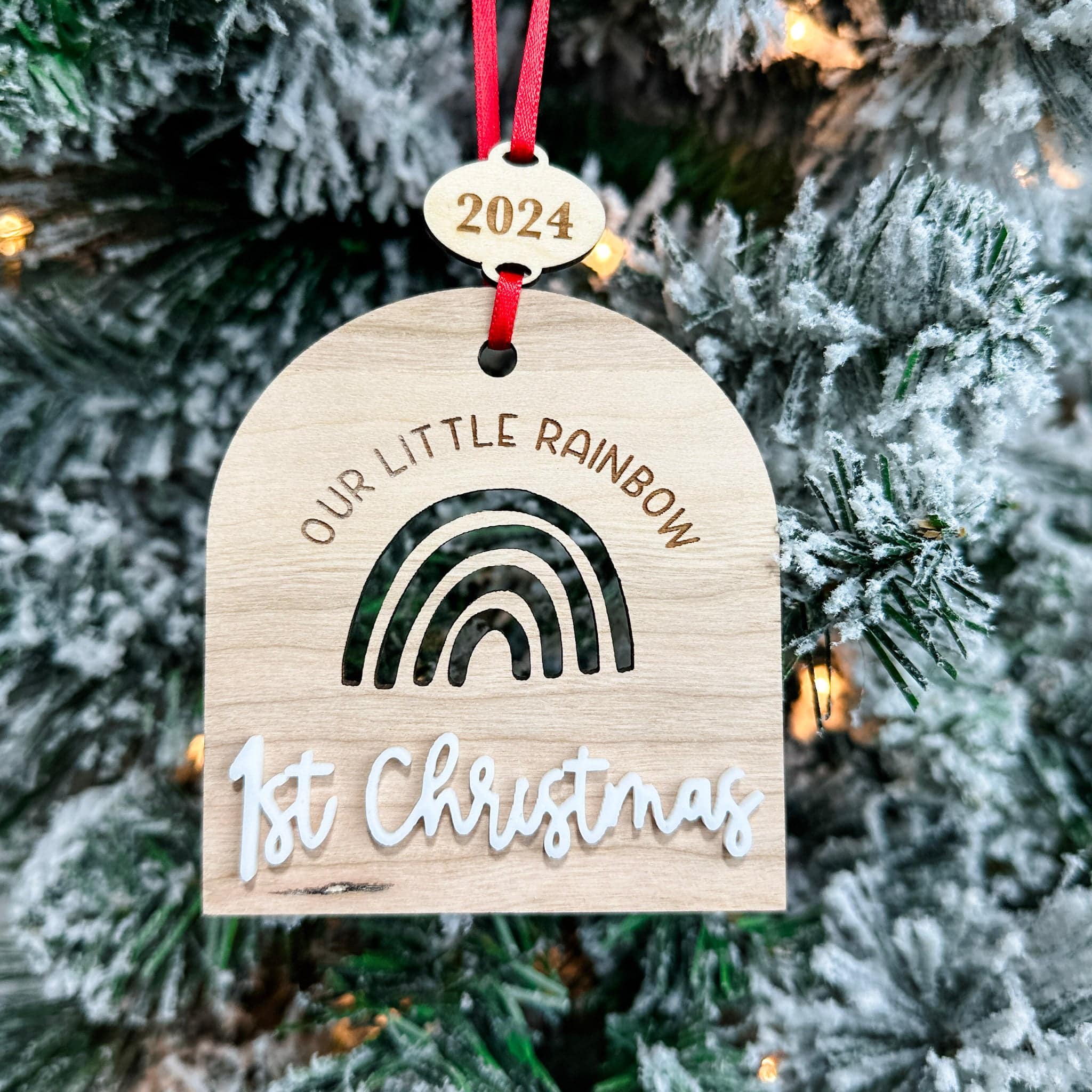 Our Little Rainbow's First Christmas • 3D Wood & Acrylic Ornament