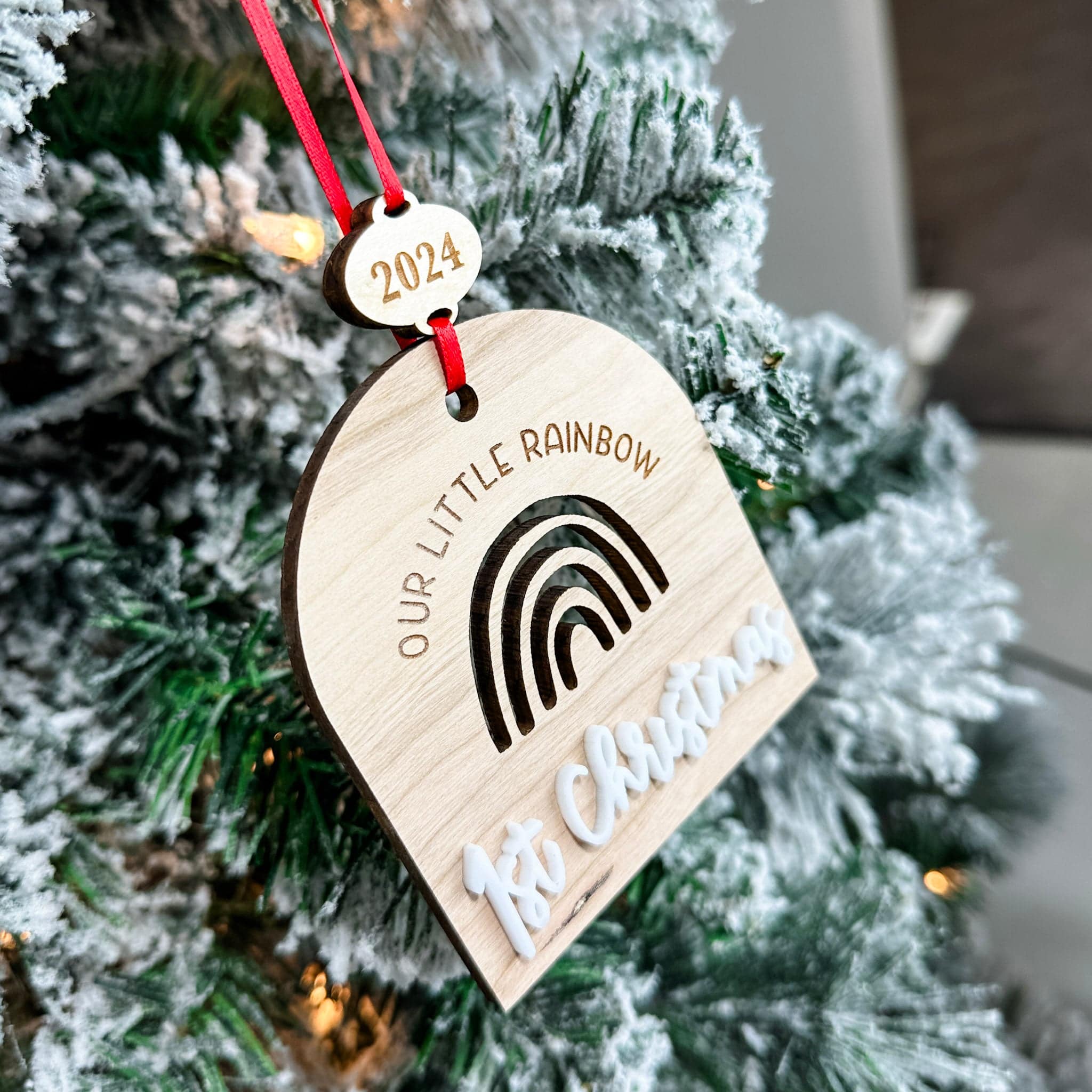 Our Little Rainbow's First Christmas • 3D Wood & Acrylic Ornament