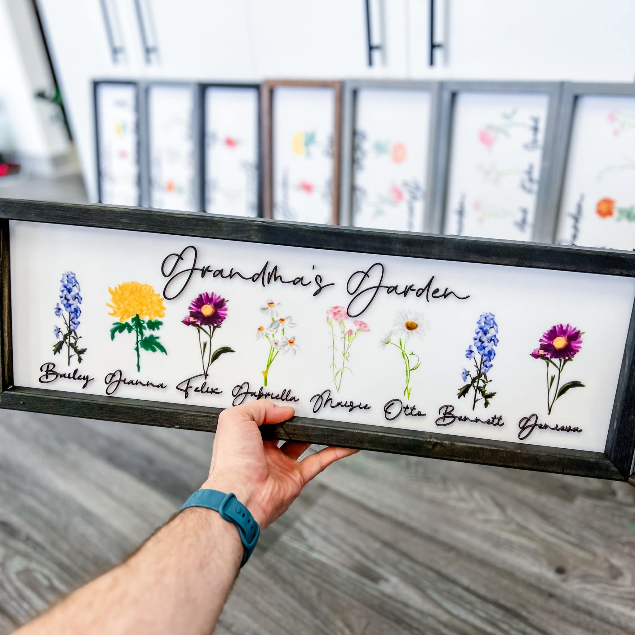 Personalized Birth Flower Artwork (The Grandma's Garden) - Sticks & Doodles