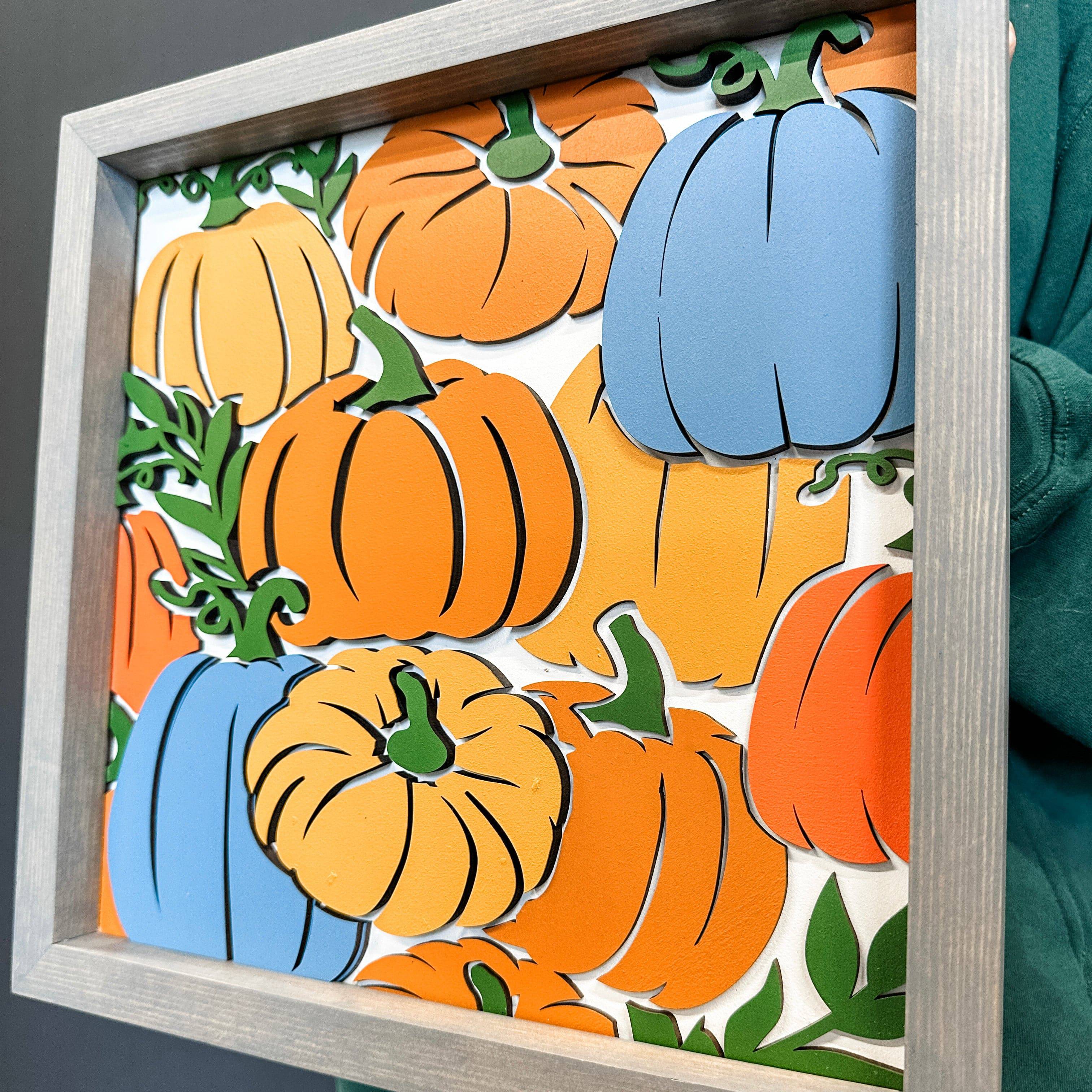 Pumpkin Patch • Layered Wood Framed Sign • For Autumn & Thanksgiving Decor