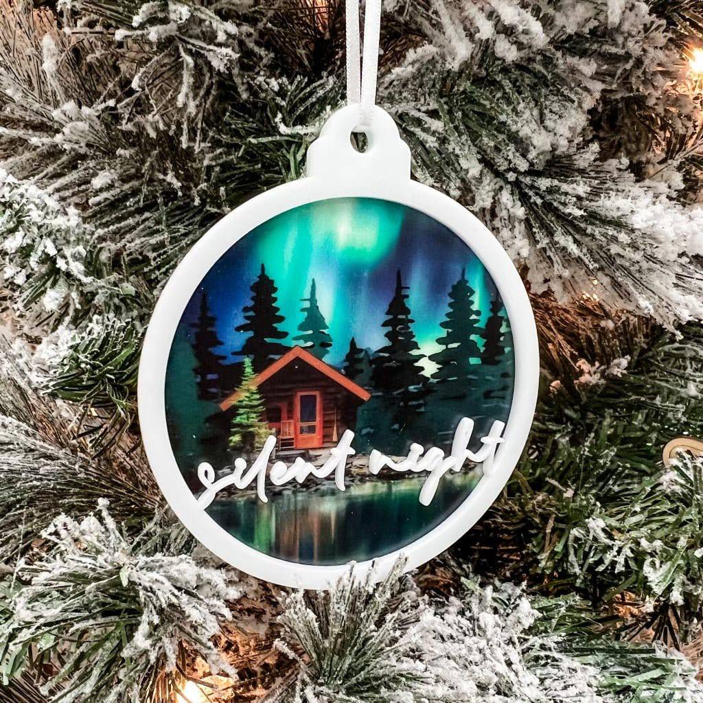 Quiet Northern Lights • 3D Wood & Acrylic Ornament or Mini Sign