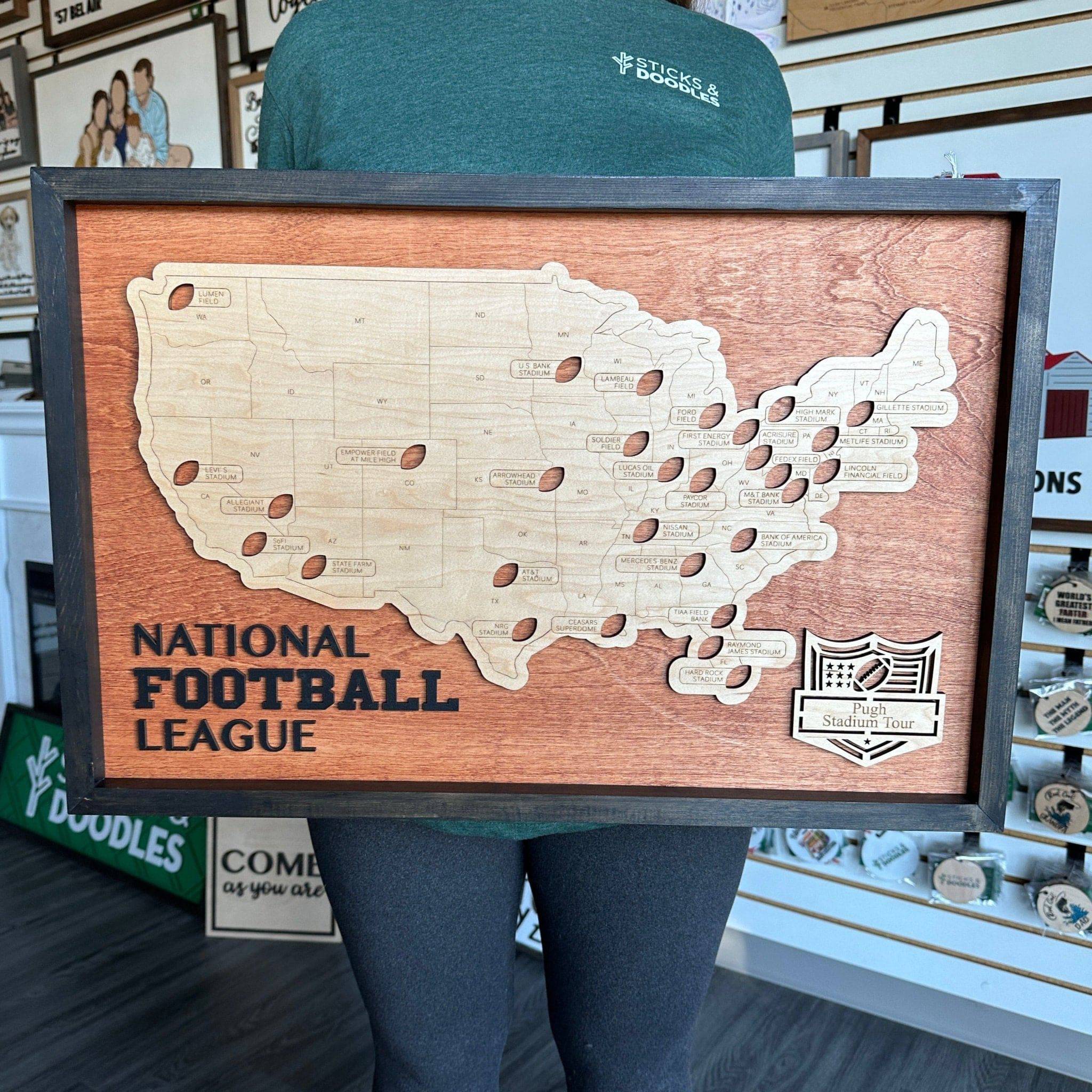 Sport Stadium Fillable Travel Maps | 3D Wood Sign (Choose from 5 Sports!)