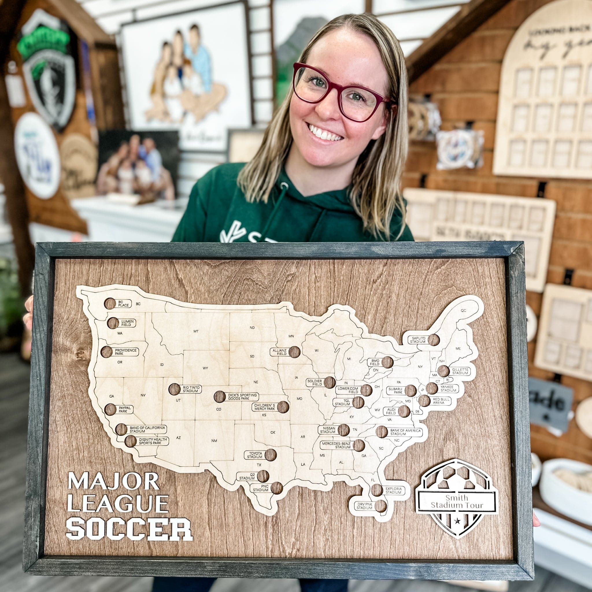 Sport Stadium Fillable Travel Maps | 3D Wood Sign (Choose from 5 Sports!)