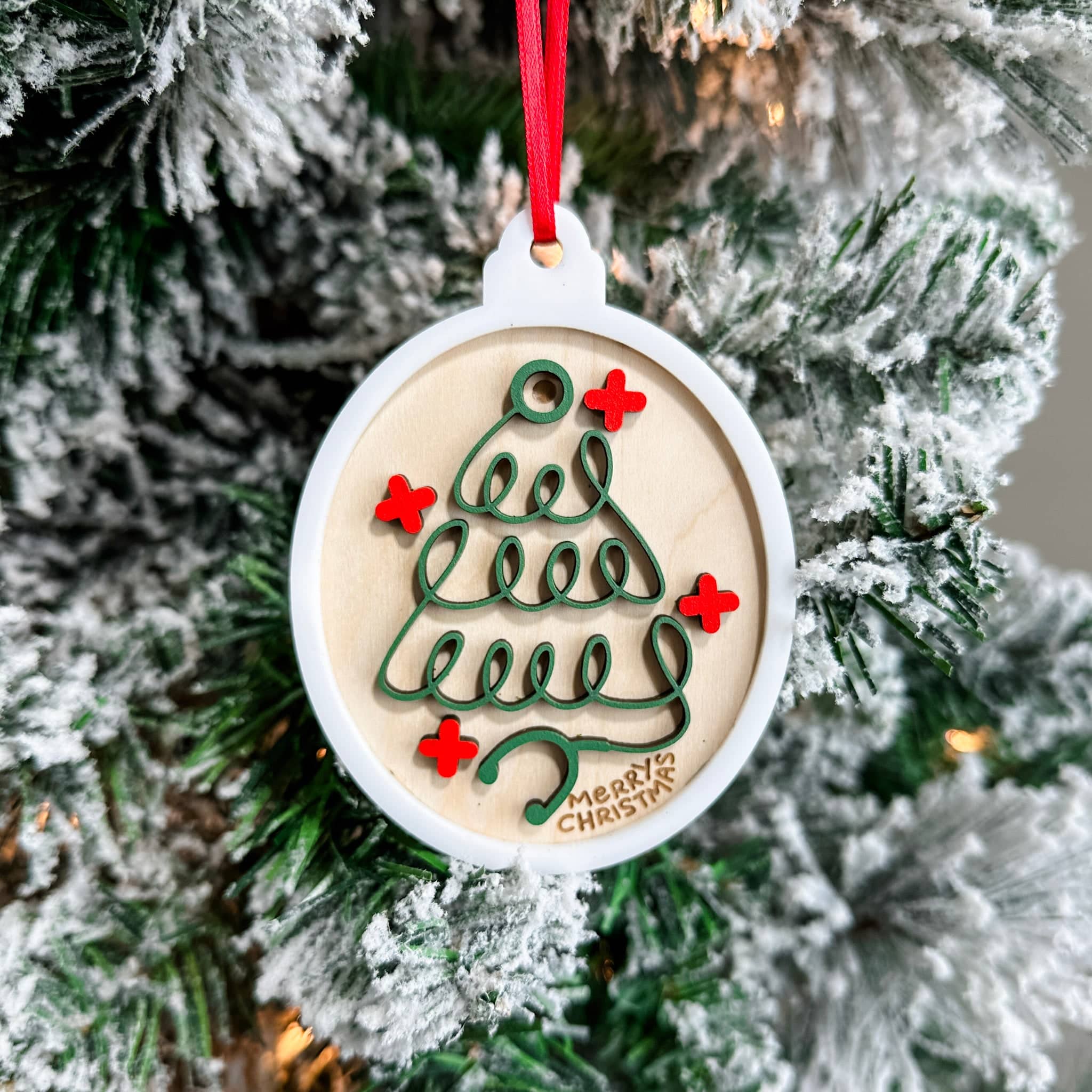 Stethoscope Tree • 3D Wood and Acrylic Ornament