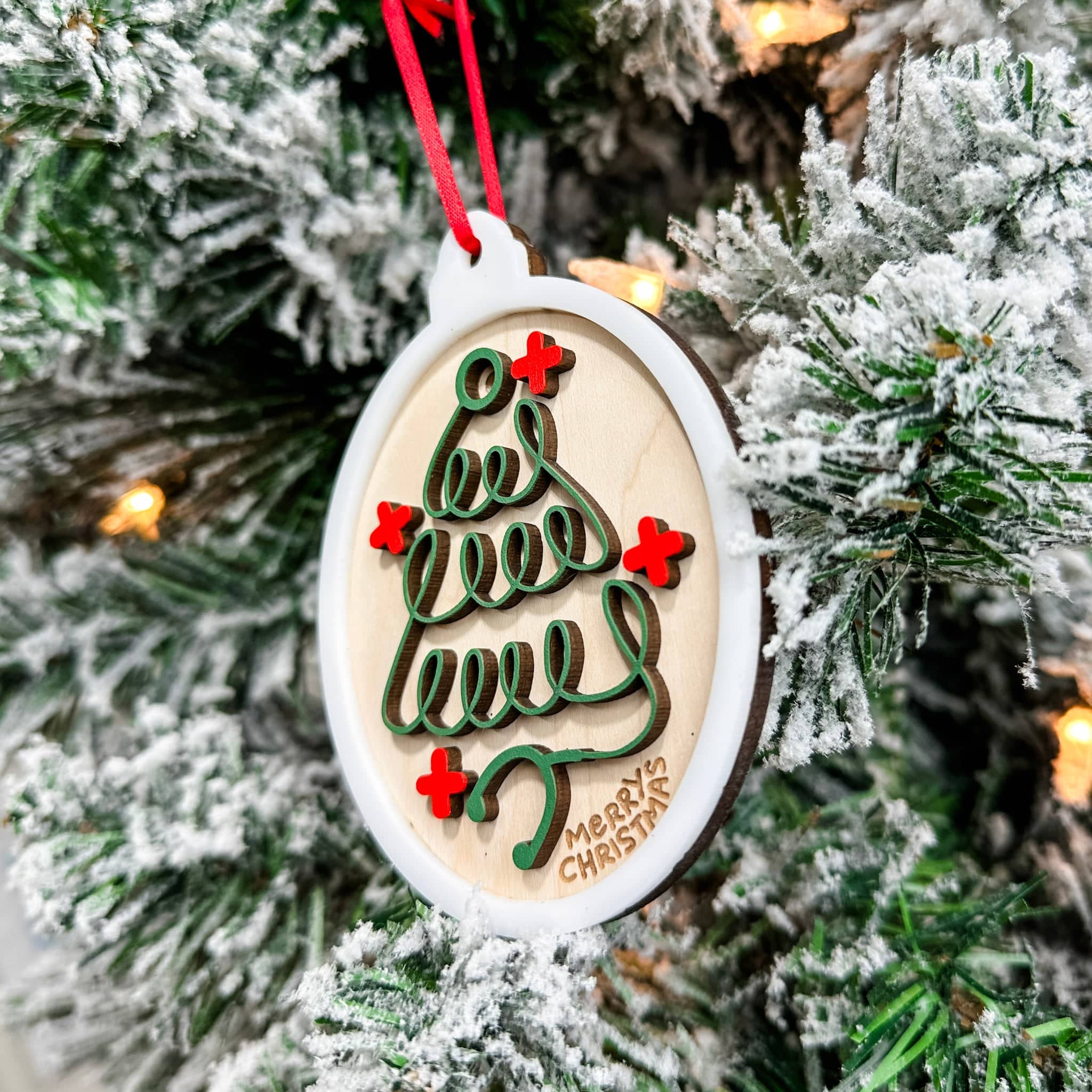 Stethoscope Tree • 3D Wood and Acrylic Ornament