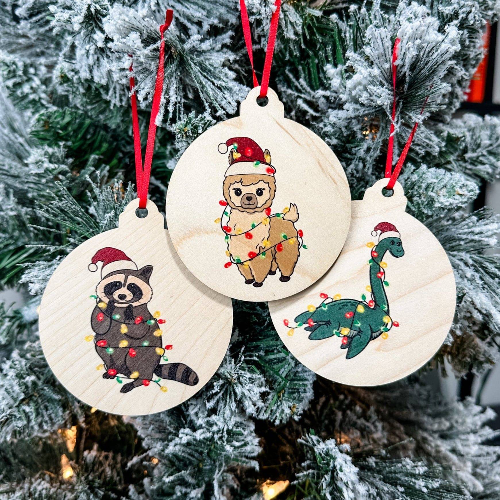 The Christmas Animal Family Collection • Wood Ornaments ⭐Kota's Pick (Nessie)⭐