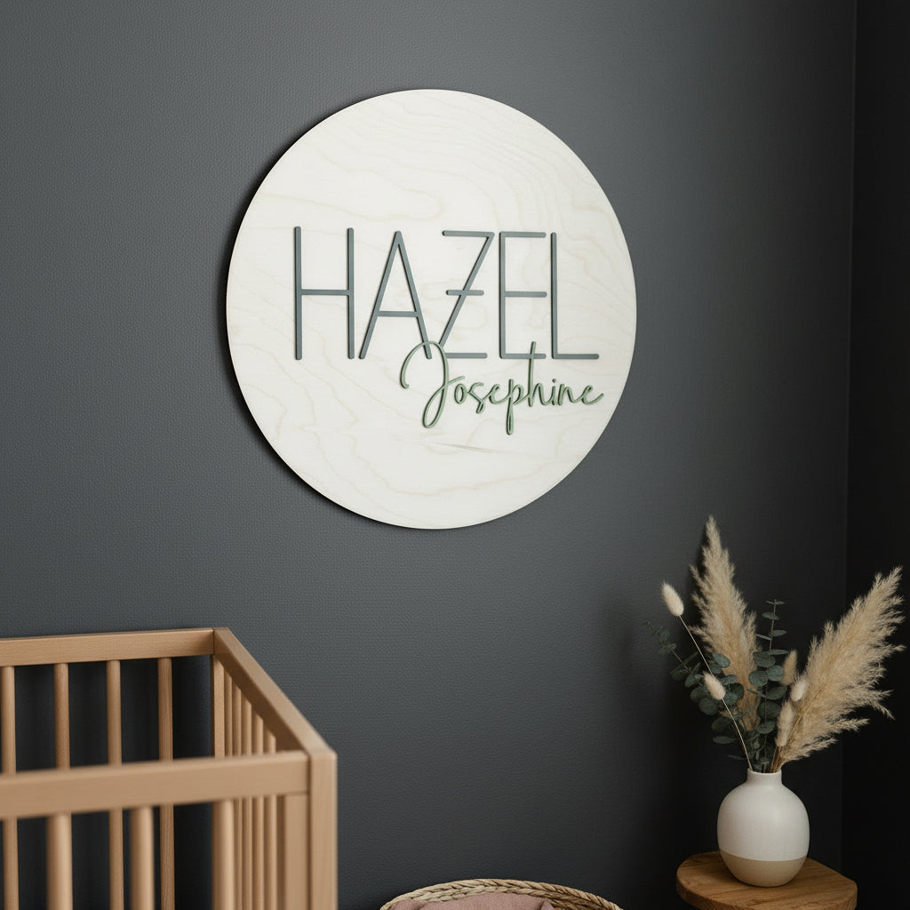 The Classic Custom Round Name Sign - Sticks & Doodles