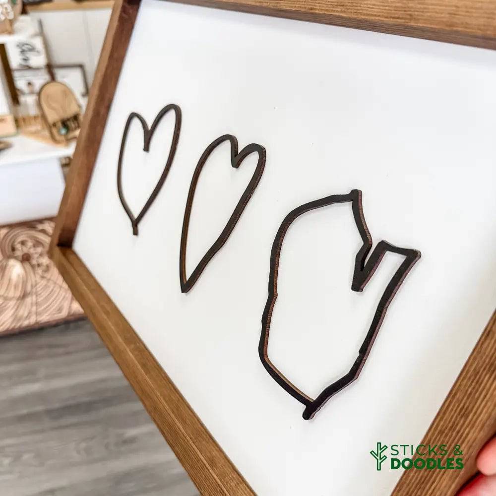 The Handwritten Hearts 3D Wood Sign