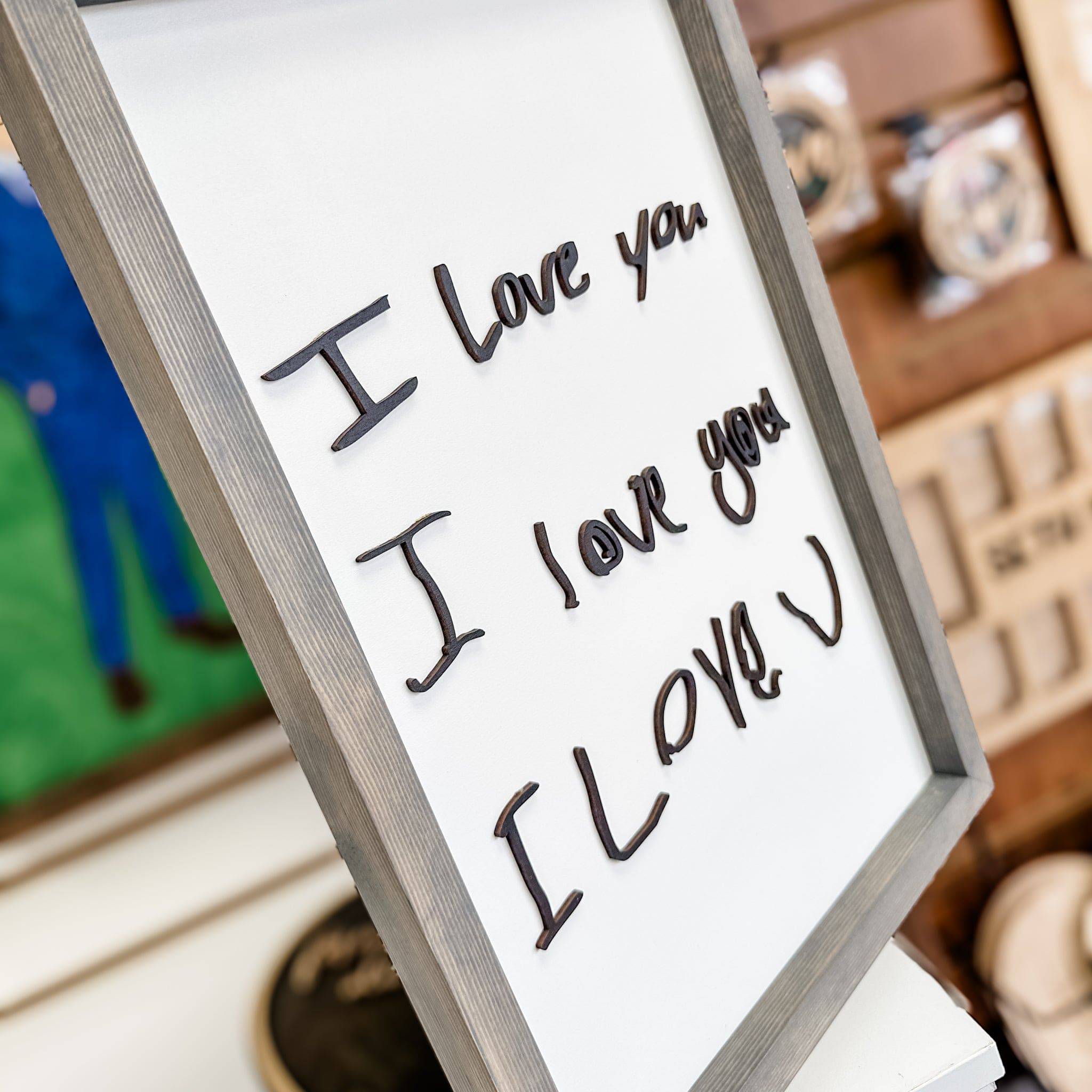 The Handwritten "I Love You" 3D Wood Sign