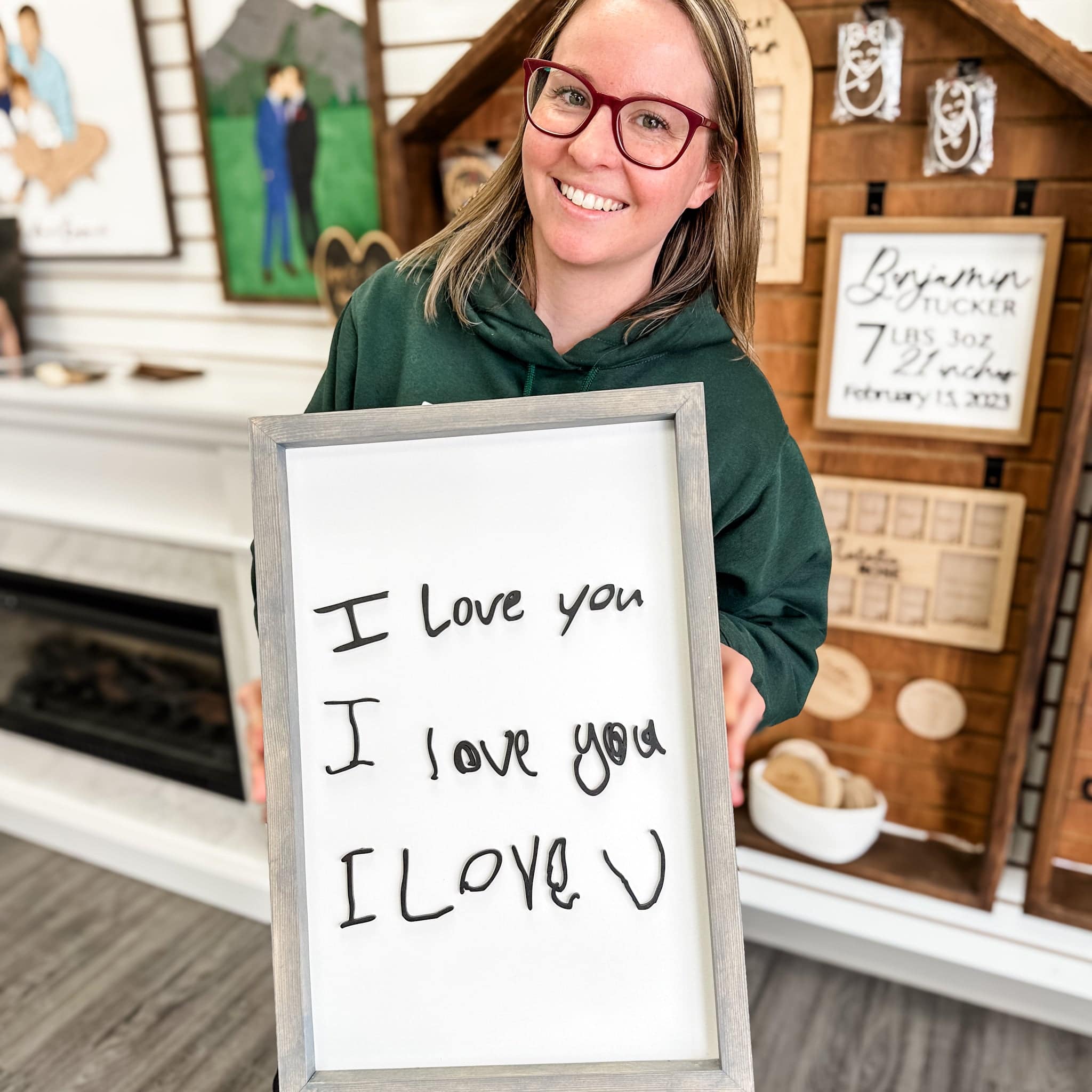 The Handwritten "I Love You" 3D Wood Sign