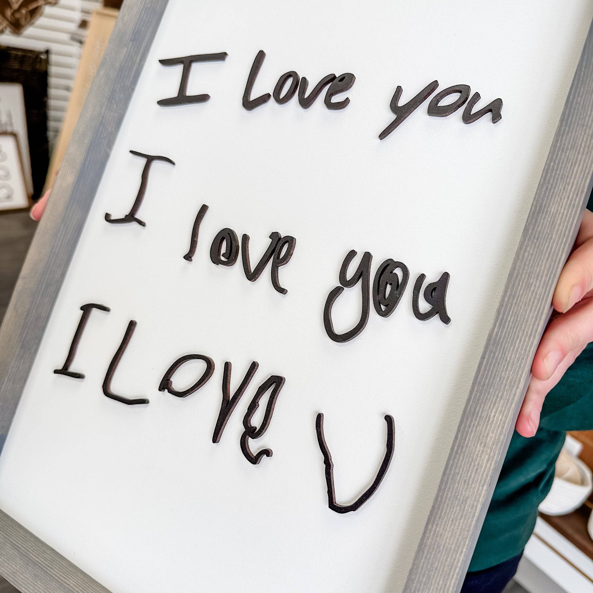 The Handwritten "I Love You" 3D Wood Sign