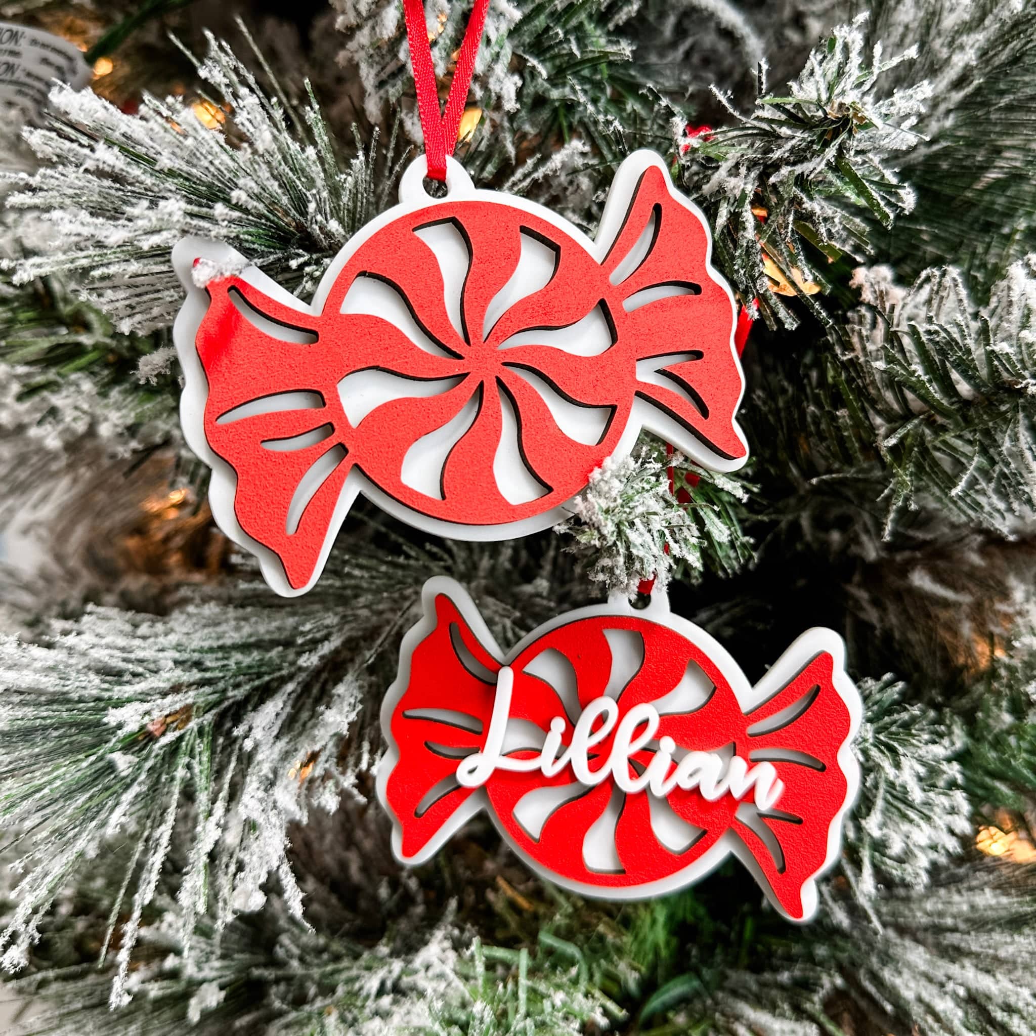 The Peppermint Candy • 3D Wood & Acrylic Ornament