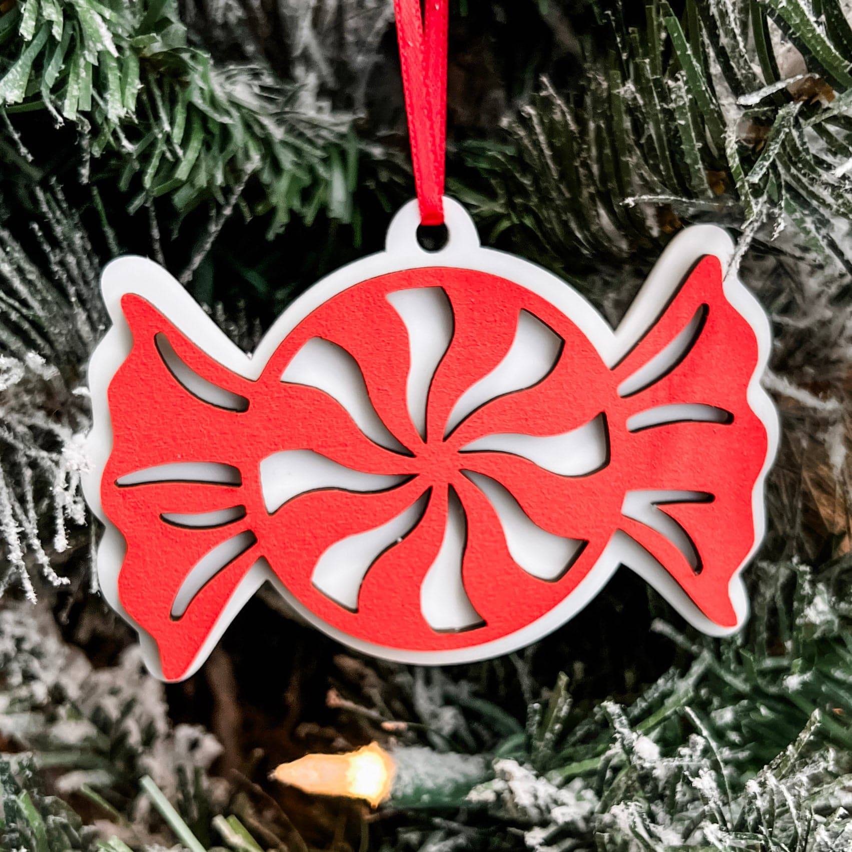 The Peppermint Candy • 3D Wood & Acrylic Ornament