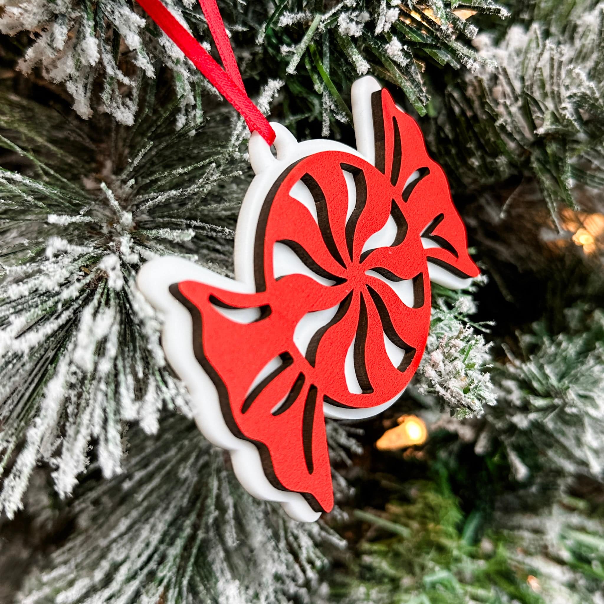 The Peppermint Candy • 3D Wood & Acrylic Ornament