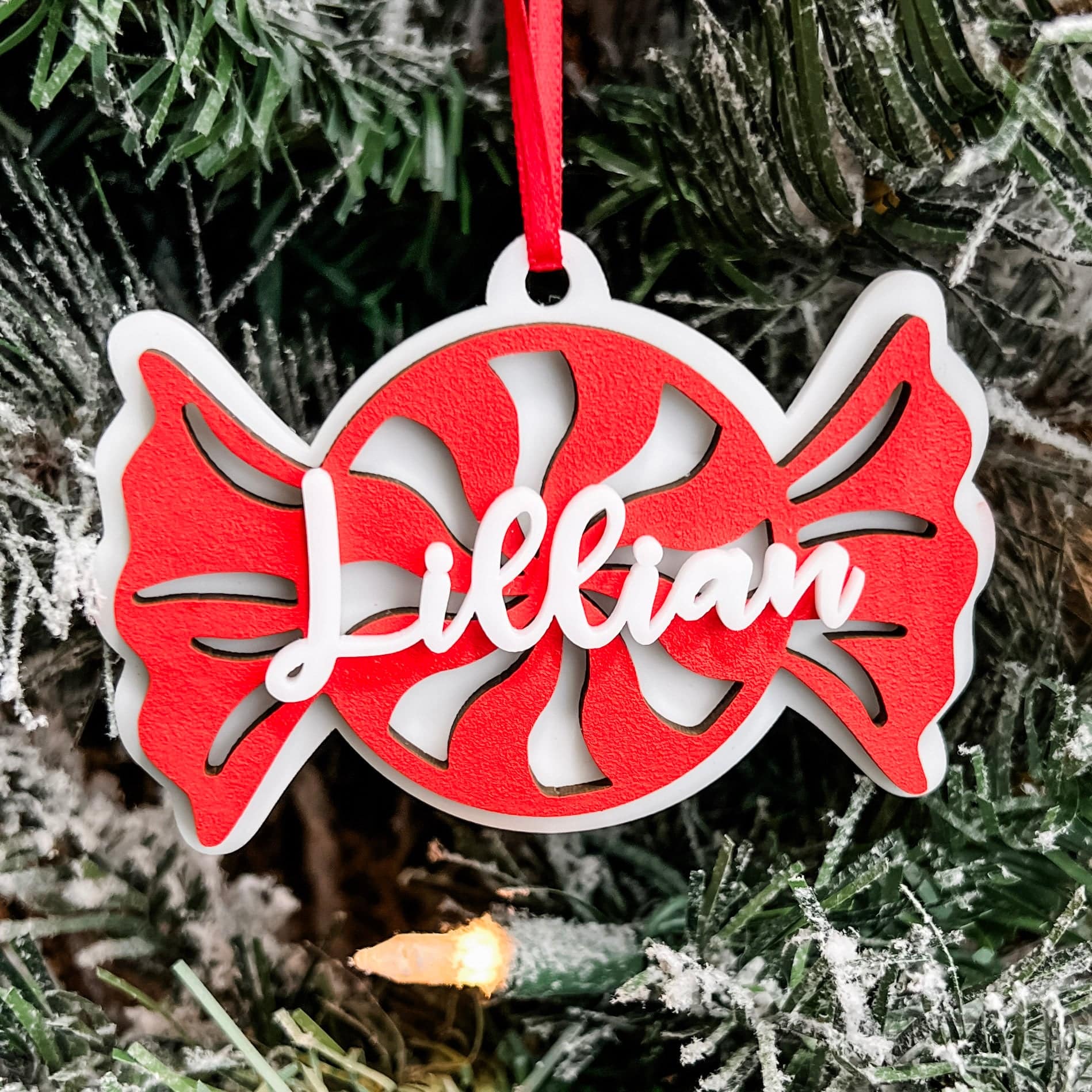 The Peppermint Candy • 3D Wood & Acrylic Ornament