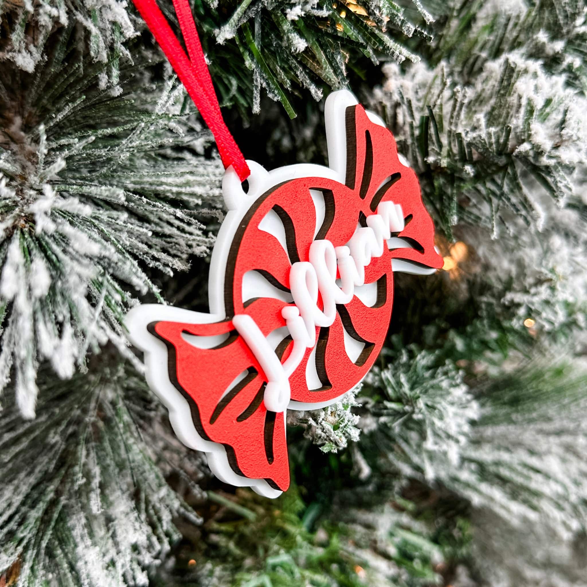 The Peppermint Candy • 3D Wood & Acrylic Ornament