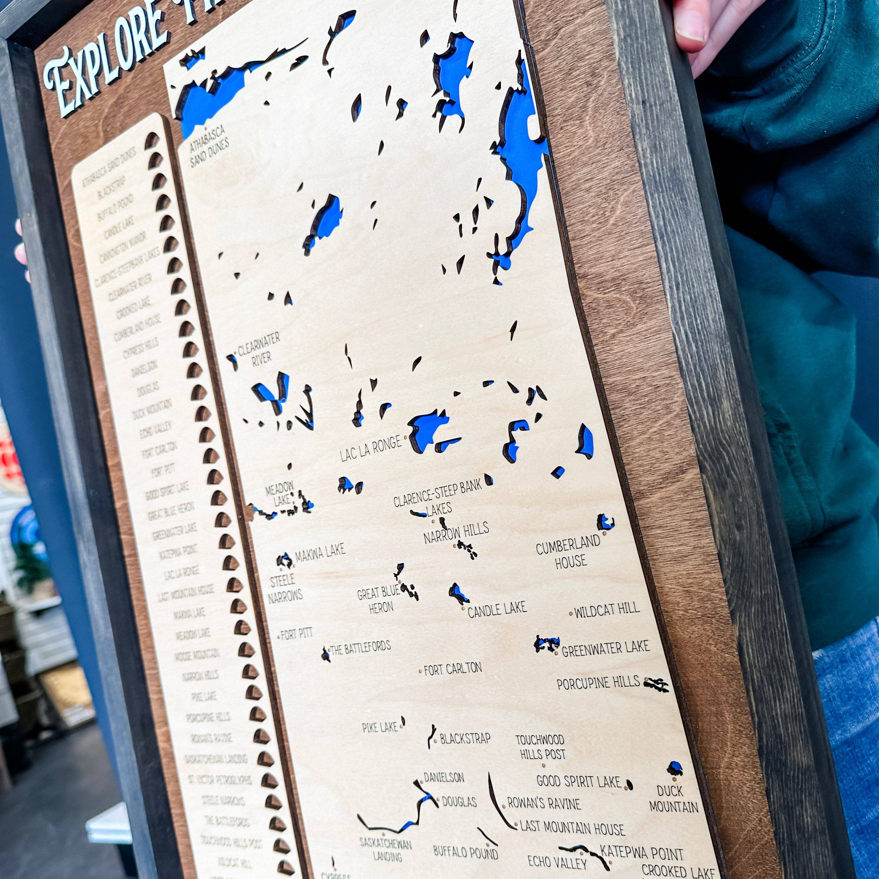 The Sask Parks Explore Map Fillable Wood Sign