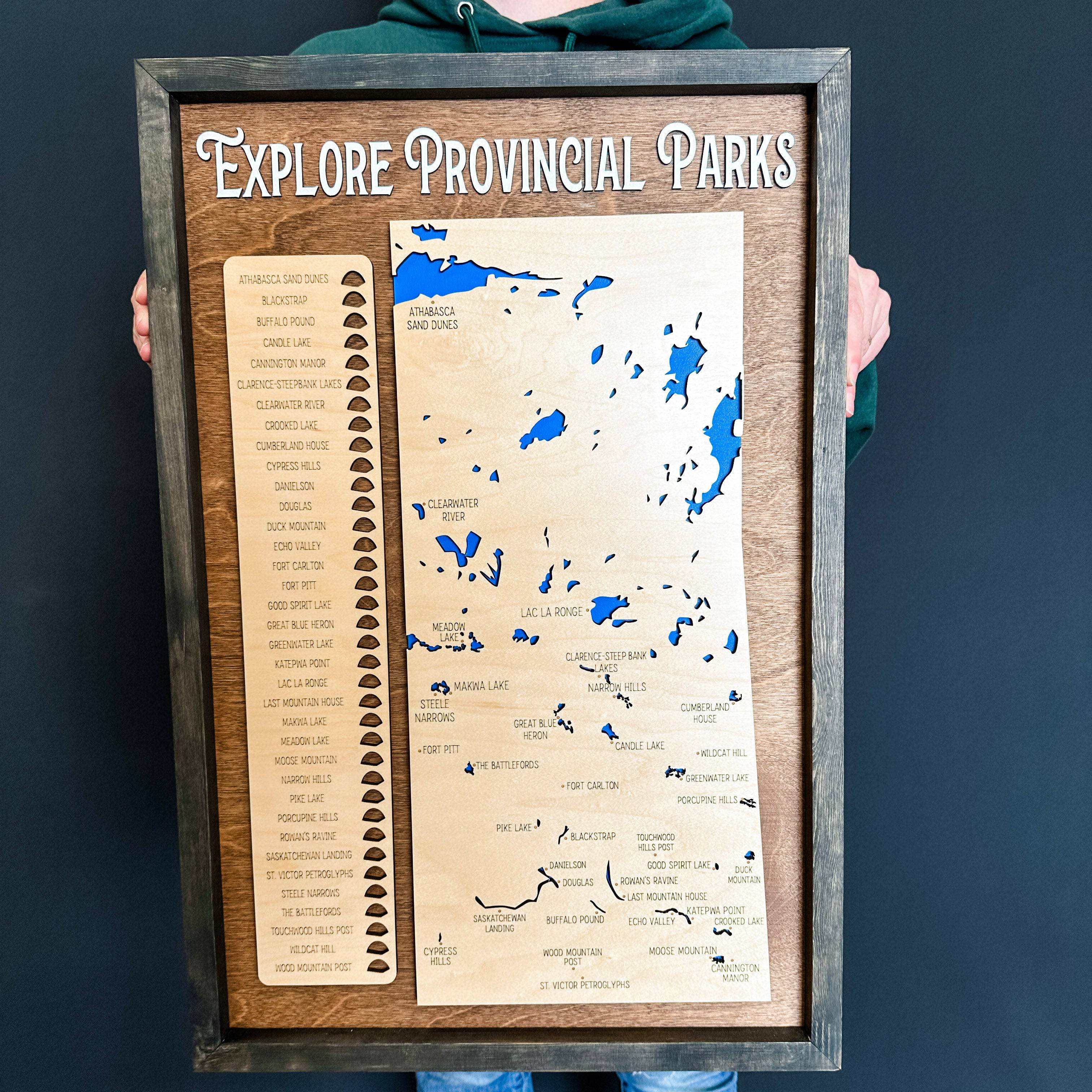 The Sask Parks Explore Map Fillable Wood Sign