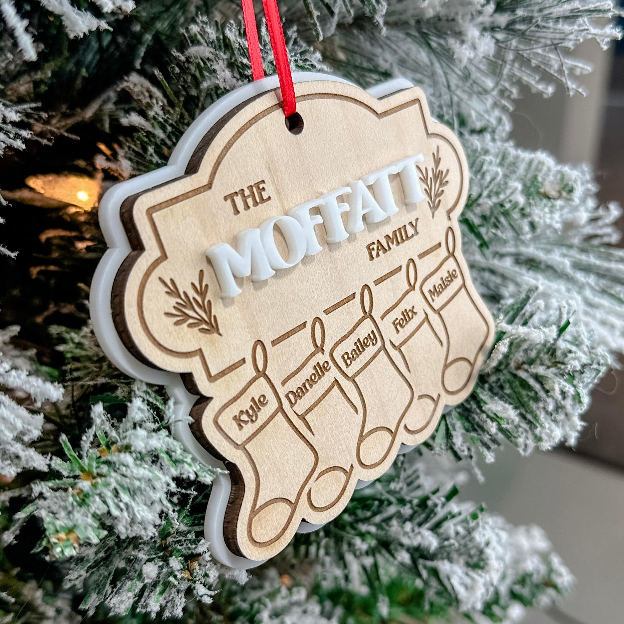 The Stockings Were Hung By The Fire • 3D Wood & Acrylic Ornament