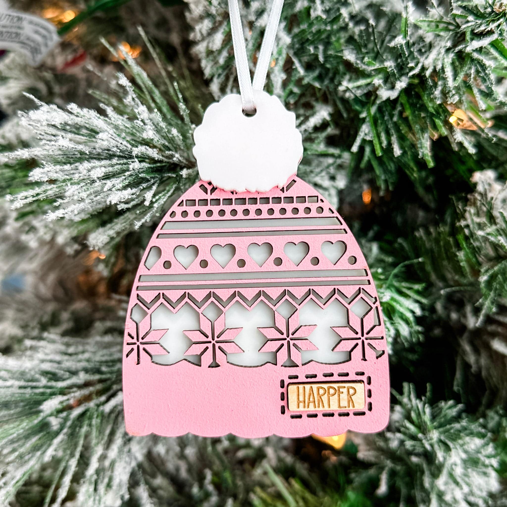 Toques (hats if you're not from Canada, eh) • 3D Wood & Acrylic Ornament ⭐Jamie's Pick (Pink!)⭐