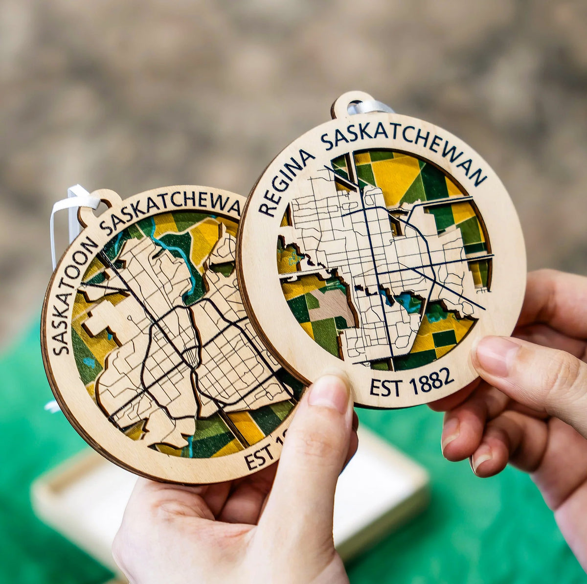 Saskatchewan Patchwork City Map Ornament