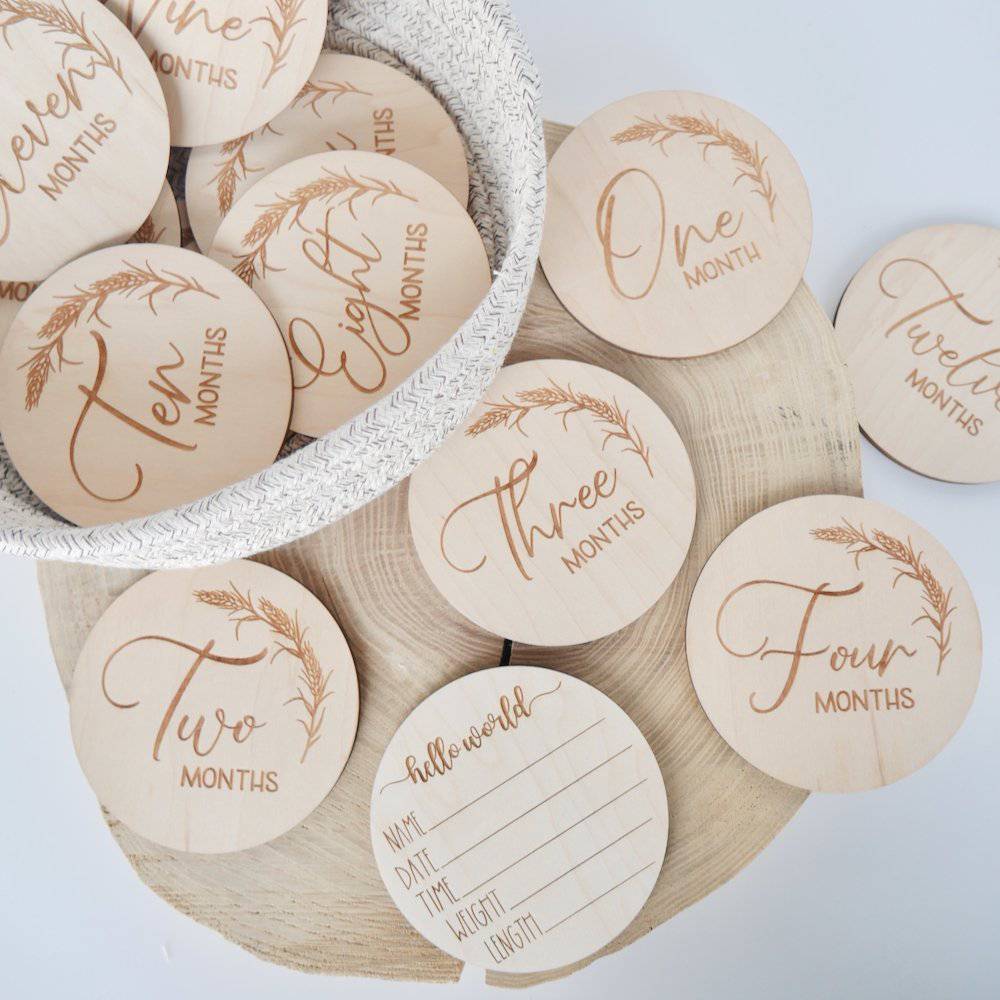 Engraved Birth Announcement / Monthly Milestones (Choose from 4 Designs!) - Sticks & Doodles
