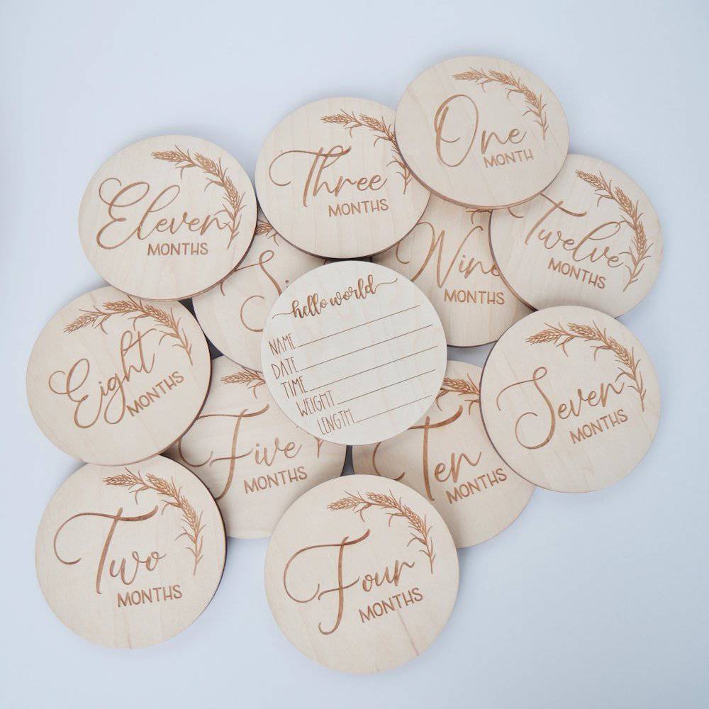Engraved Birth Announcement / Monthly Milestones (Choose from 4 Designs!) - Sticks & Doodles