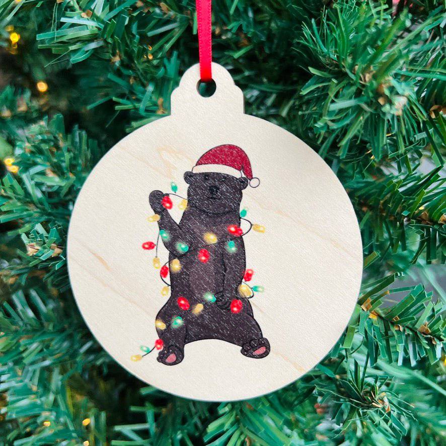Bear Christmas Lights Ornament - Sticks & Doodles