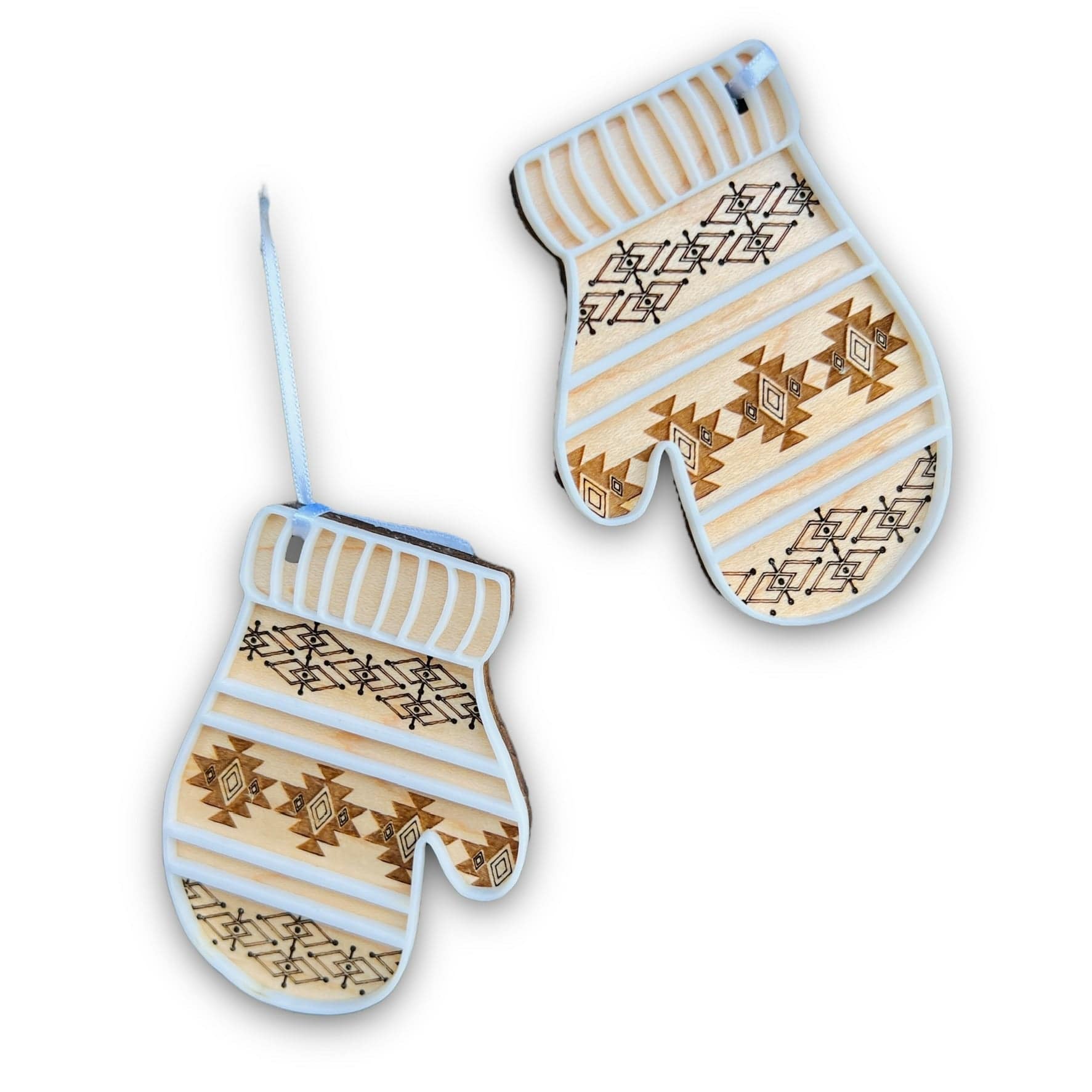 Boho Snow Mitten Ornaments (Includes Two Mittens) - Sticks & Doodles
